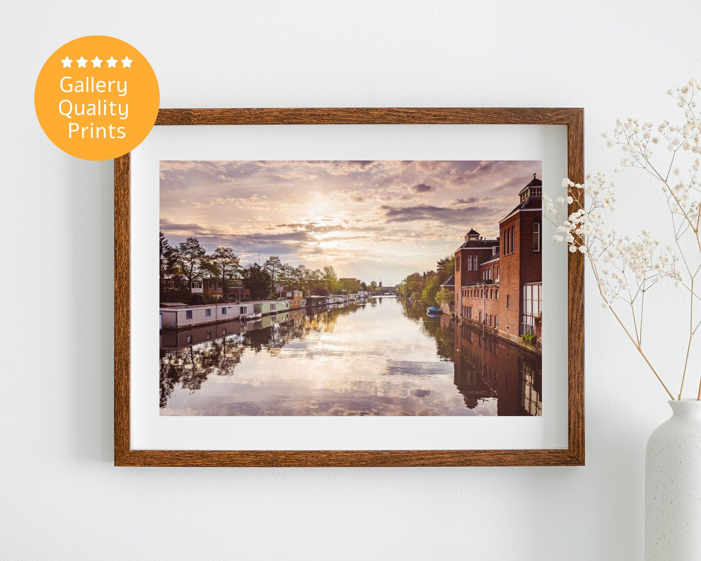 Wall art - Sunset over Amsterdam's Lozingskanaal canal