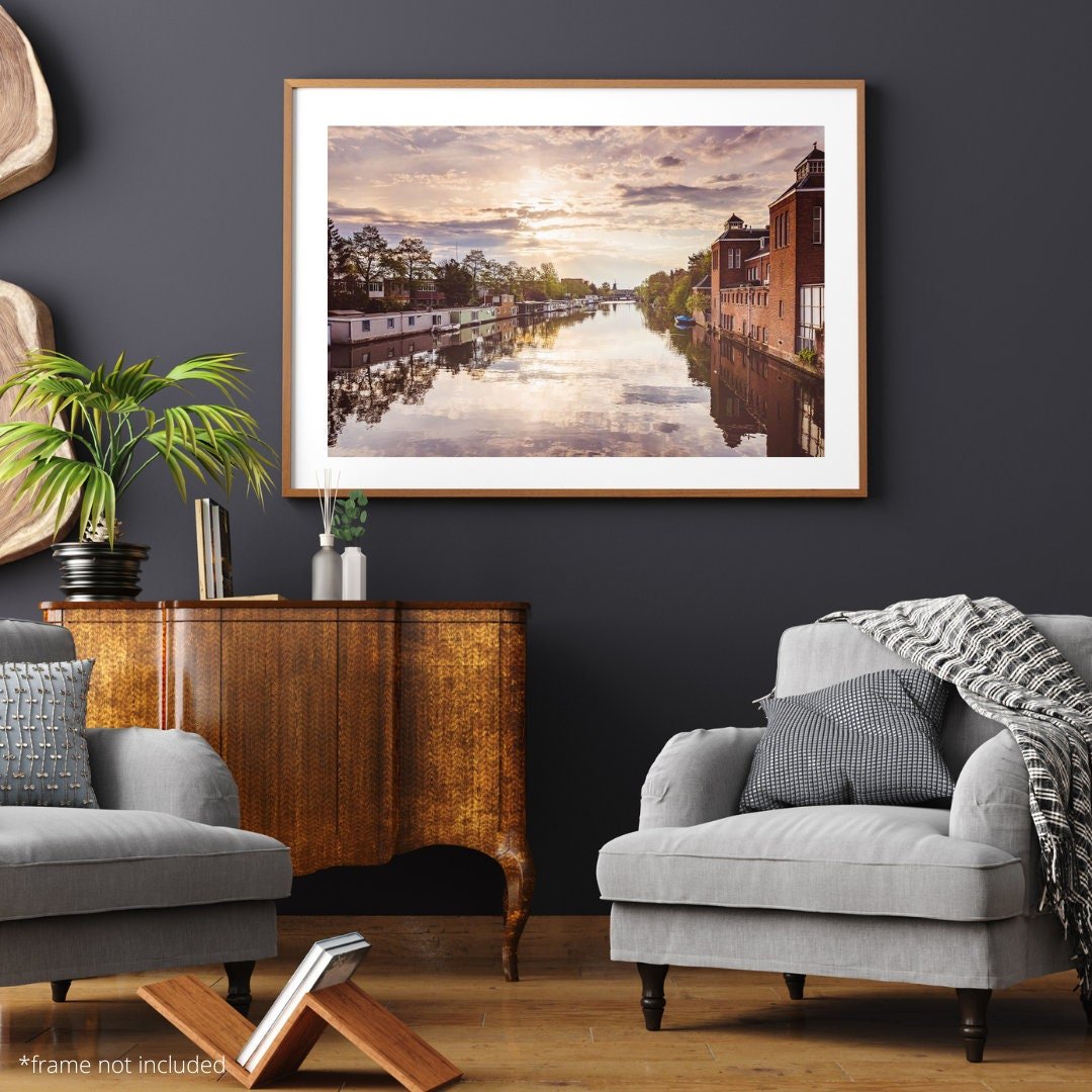 Wall art - Sunset over Amsterdam's Lozingskanaal canal