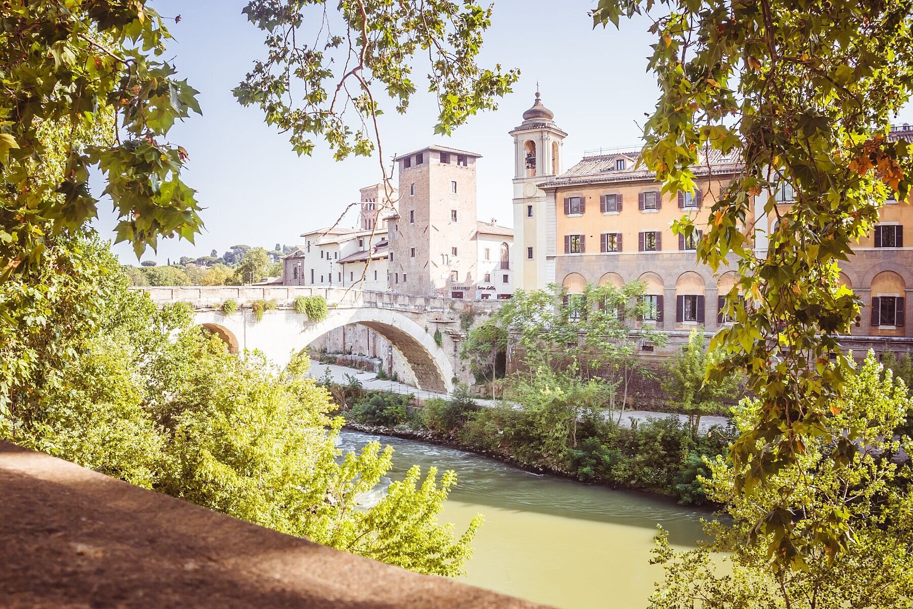 Wall art - Rome travel poster, Italy, Tiber river, Ponte dei Quattro Capi