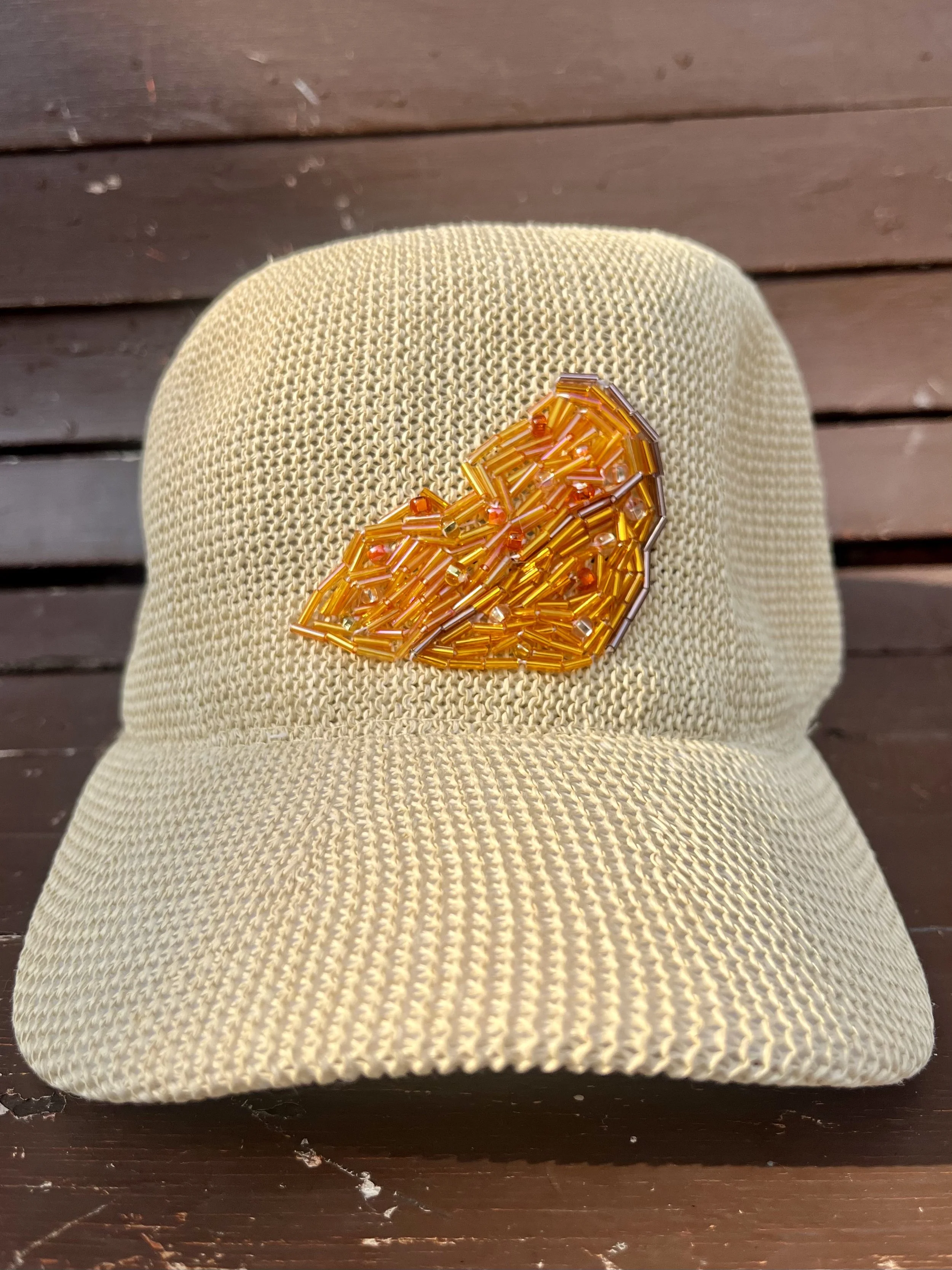 Swiss Cheese Beaded Raffia Dad Hat