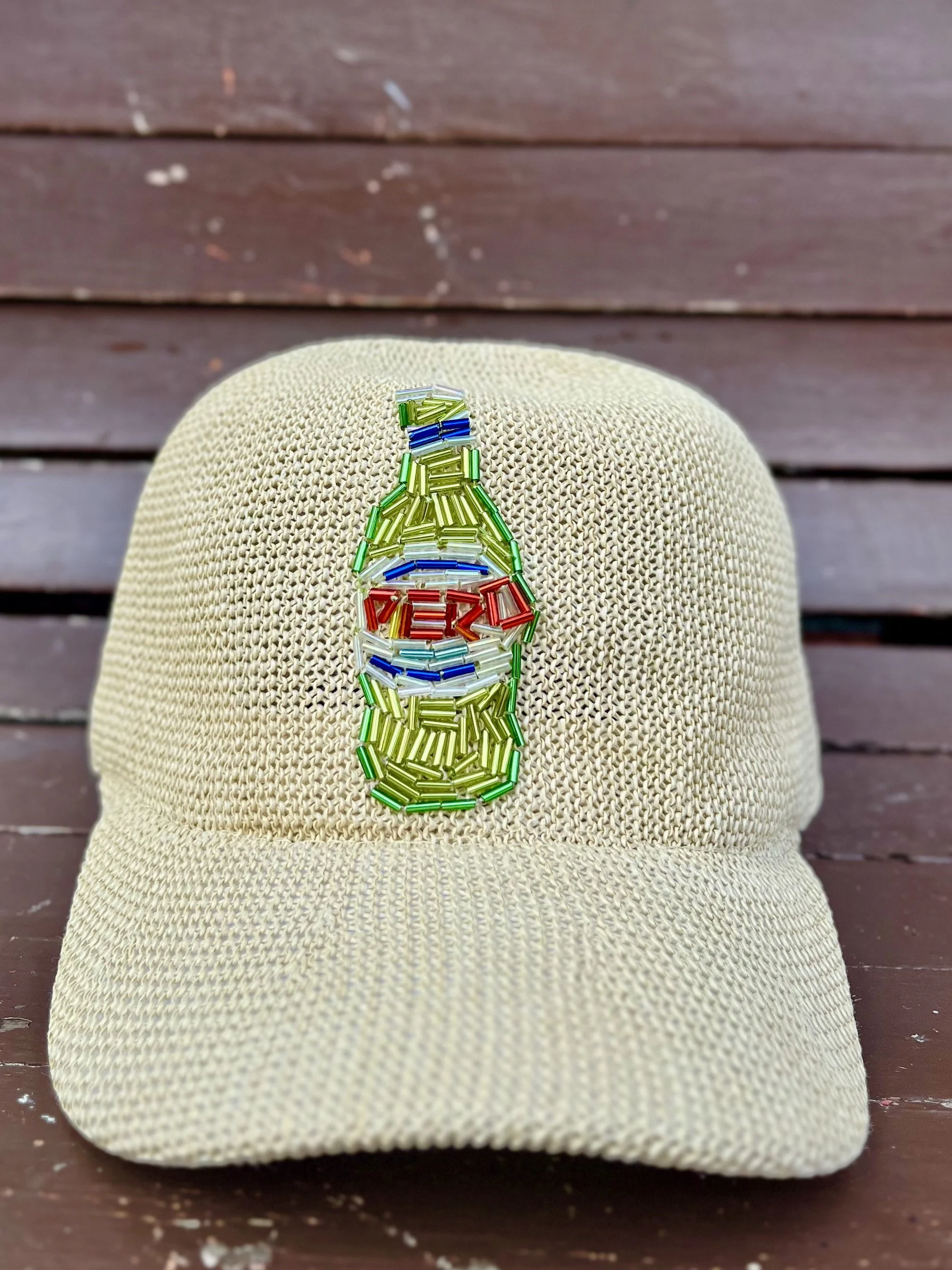 Peroni Beaded Raffia Dad Hat