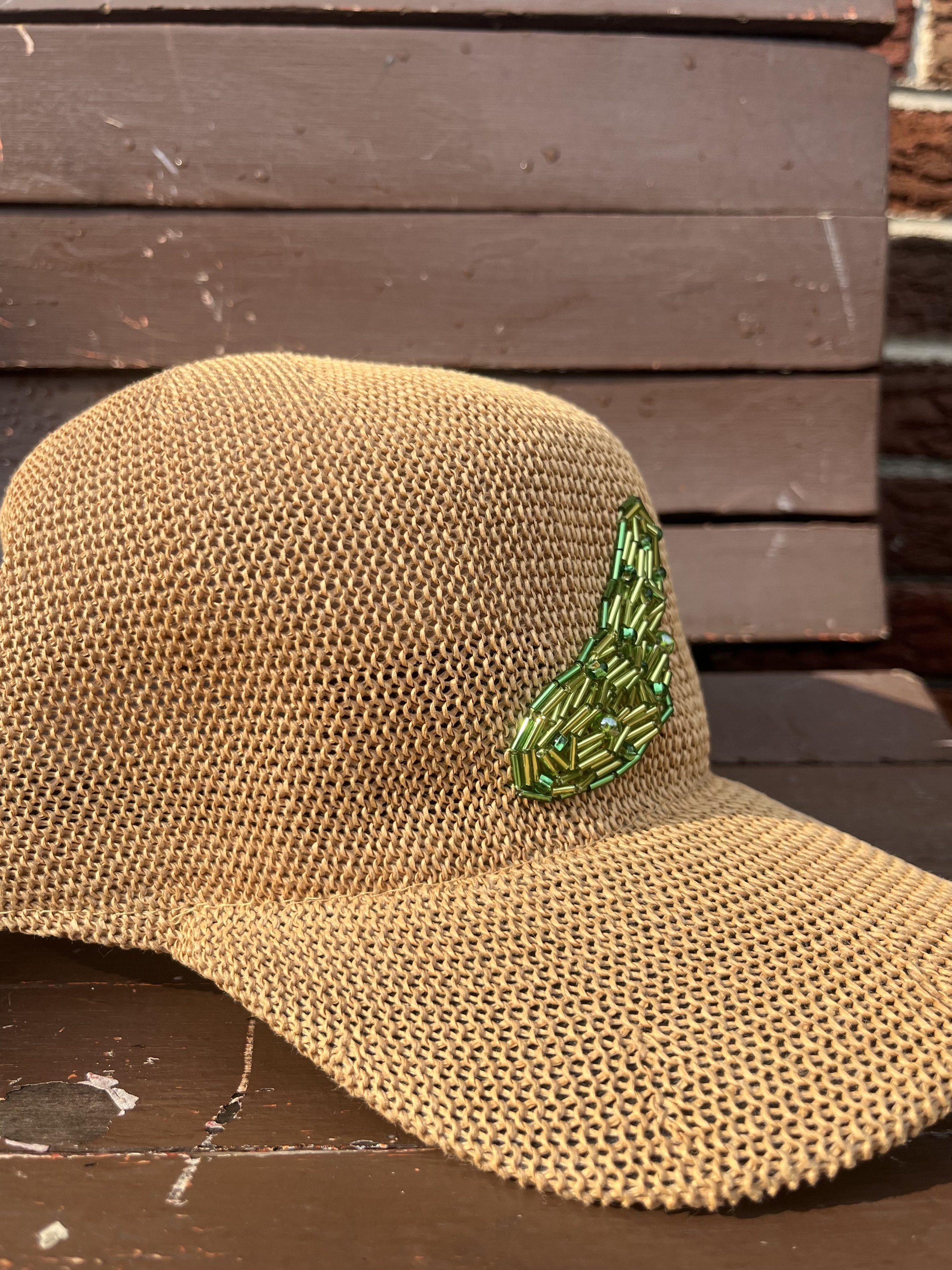 Pickle Beaded Raffia Dad Hat