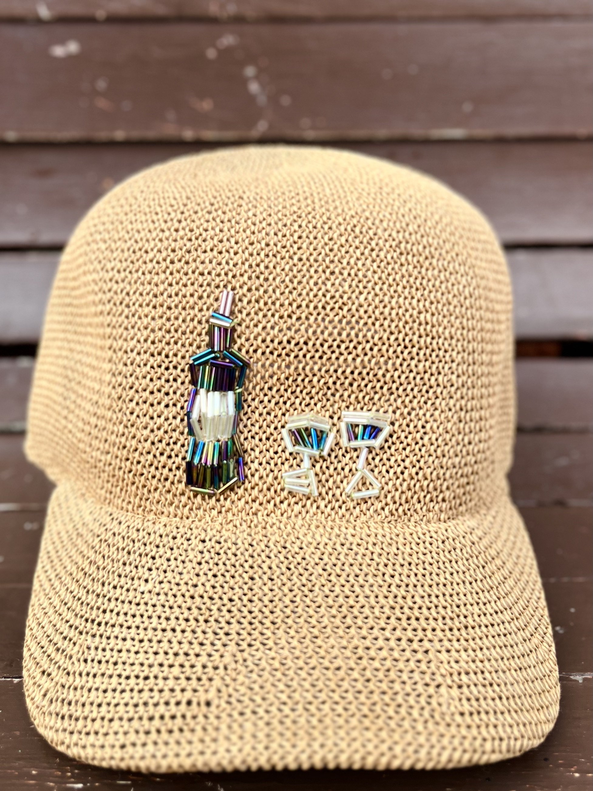 Red Wine Beaded Raffia Dad Hat