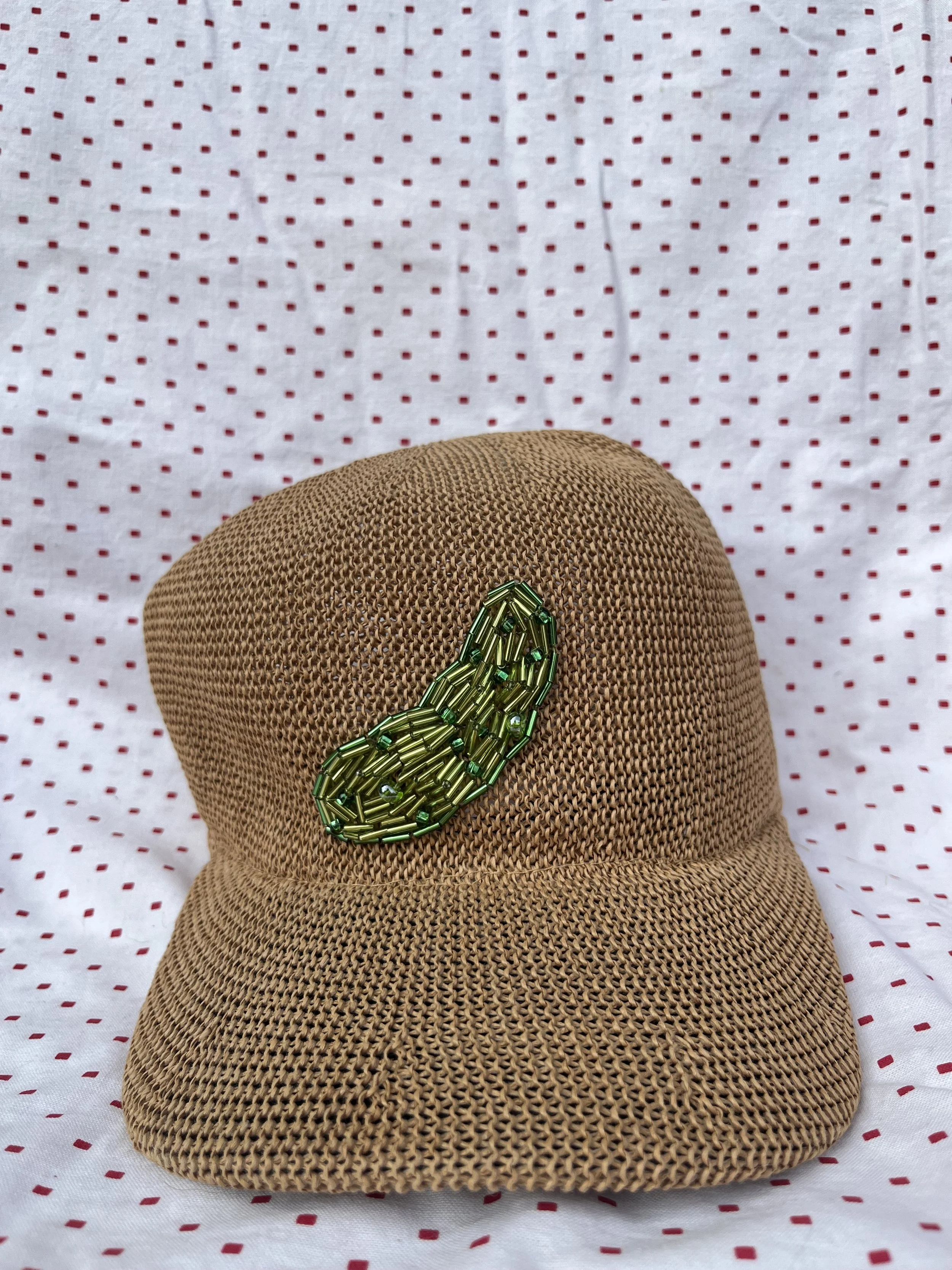 Pickle Beaded Raffia Dad Hat