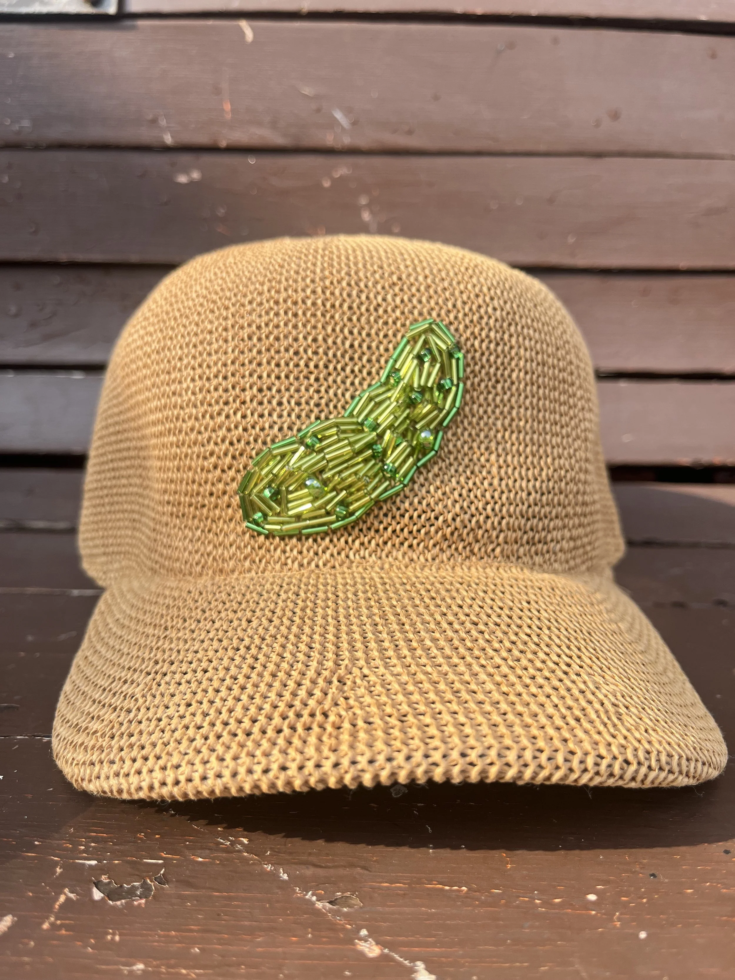 Pickle Beaded Raffia Dad Hat