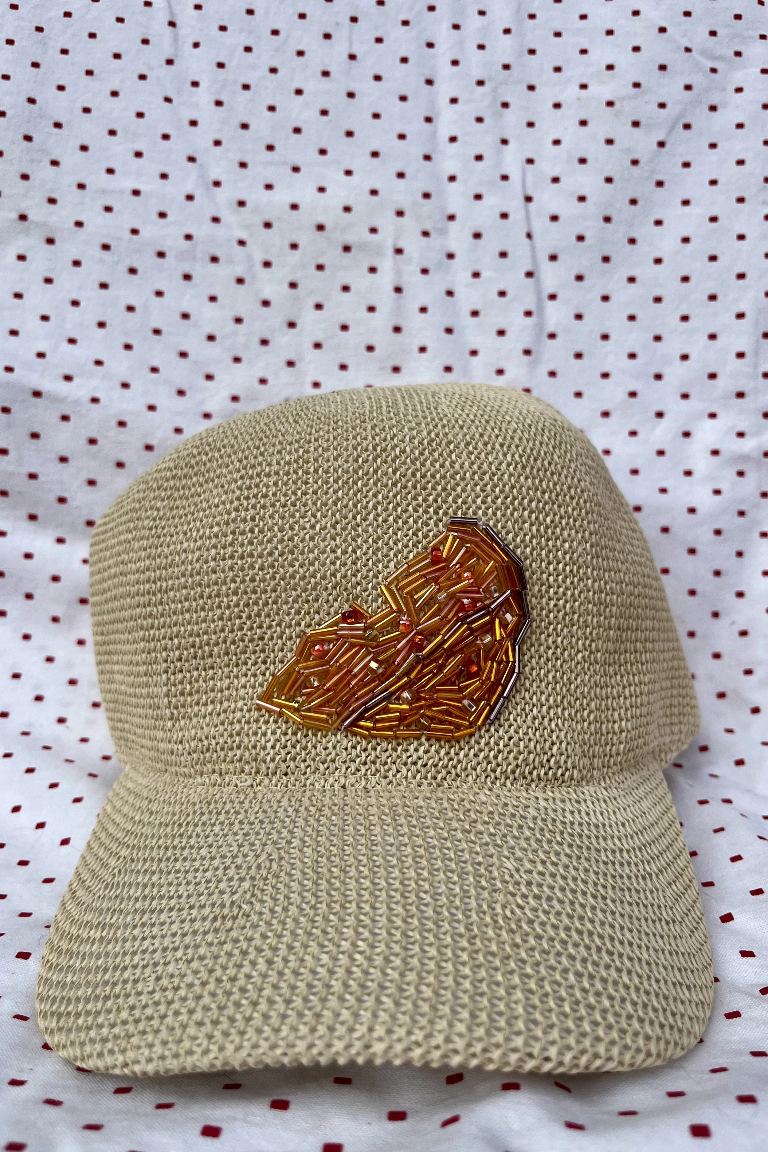 Swiss Cheese Beaded Raffia Dad Hat