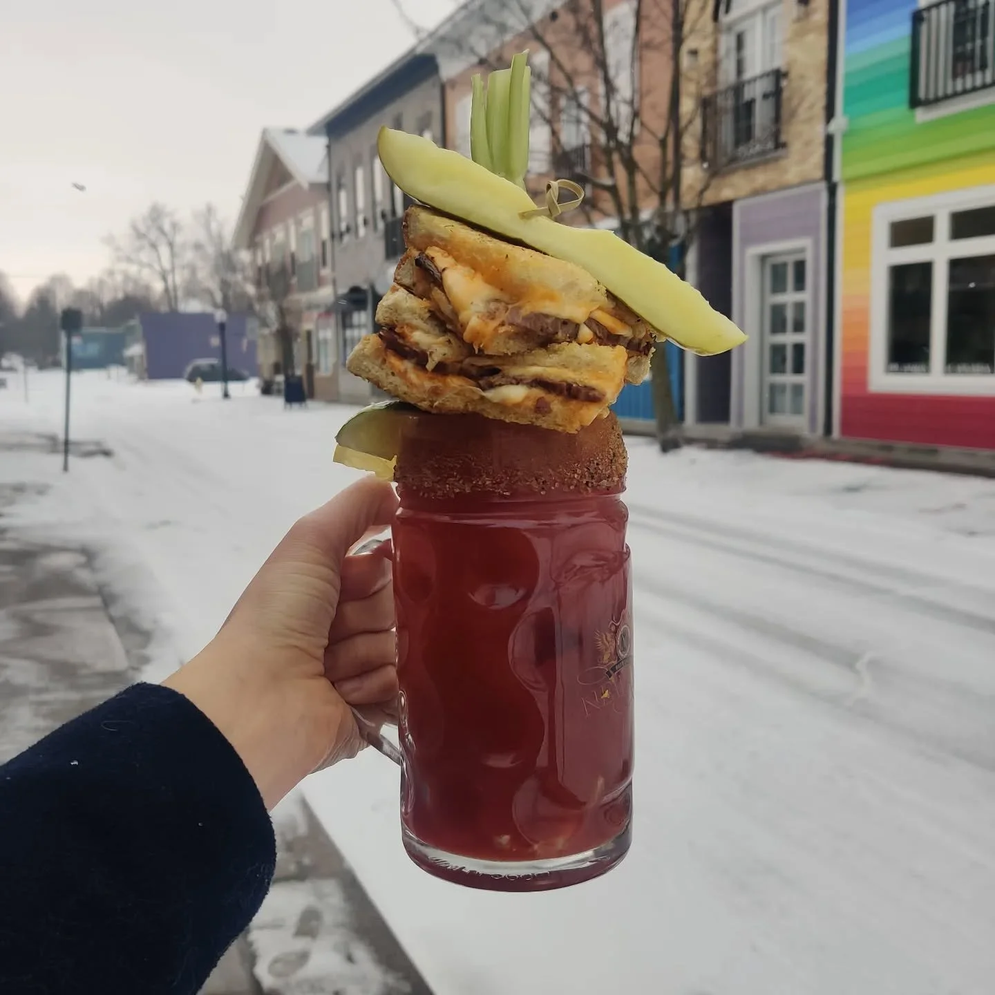 Let us help you chase the Sunday Scaries away with a loaded Sunday Funday at South Coast Cookhouse!&nbsp;

Today's Sunday Funday Caesar is stacked, and the perfect cure for this snowy weather. Topped with a brisket grilled cheese and a crisp dill pic