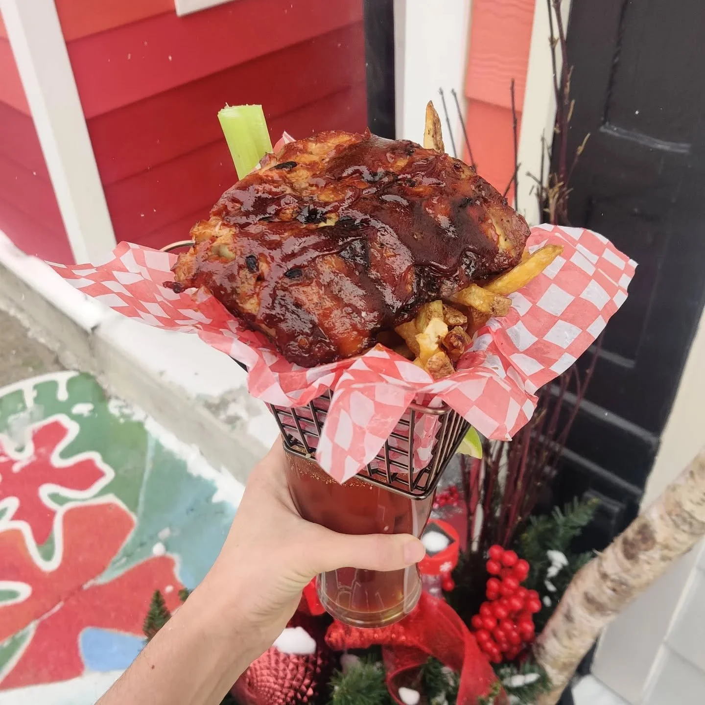 Sunday Funday is here! And is going to attempt to ease the pain for a tough loss last night. 

The Sunday Funday Caesar is a throw back to one of your faves, topped with a quarter rack of ribs and a basket of fries! 

As always, chicken wings are on 