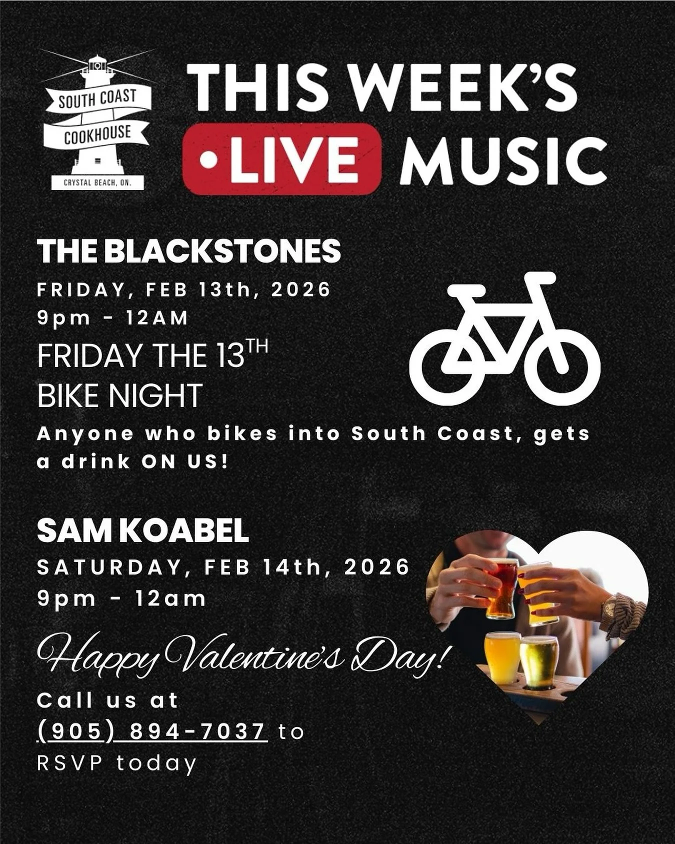 Big weekend energy loading at South Coast. 🔥

Whether you&rsquo;re feeling lucky or feeling the love&hellip; we&rsquo;ve got you covered.

🖤 Friday the 13th Bike into South Coast and your first drink is on us. No bad luck here &mdash; just good vib