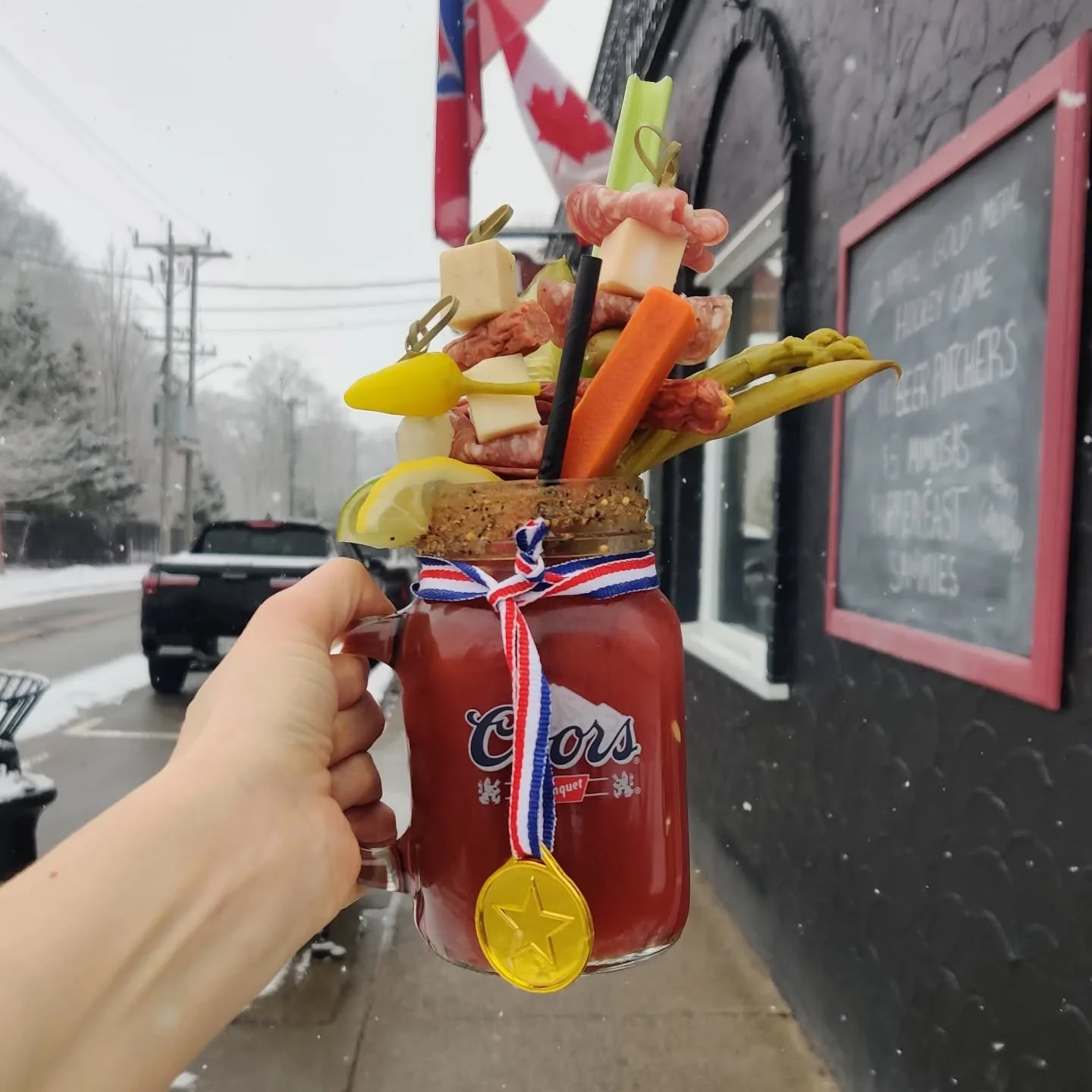 Let's Gooooo Sunday Funday! The best day of the week started extra early at South Coast, with a screening of the Gold Medal Men's Olympic Hockey Game! Nothing better than a cold snowy morning, coffee and Bailey's, powdered doughnuts, some Caesars and