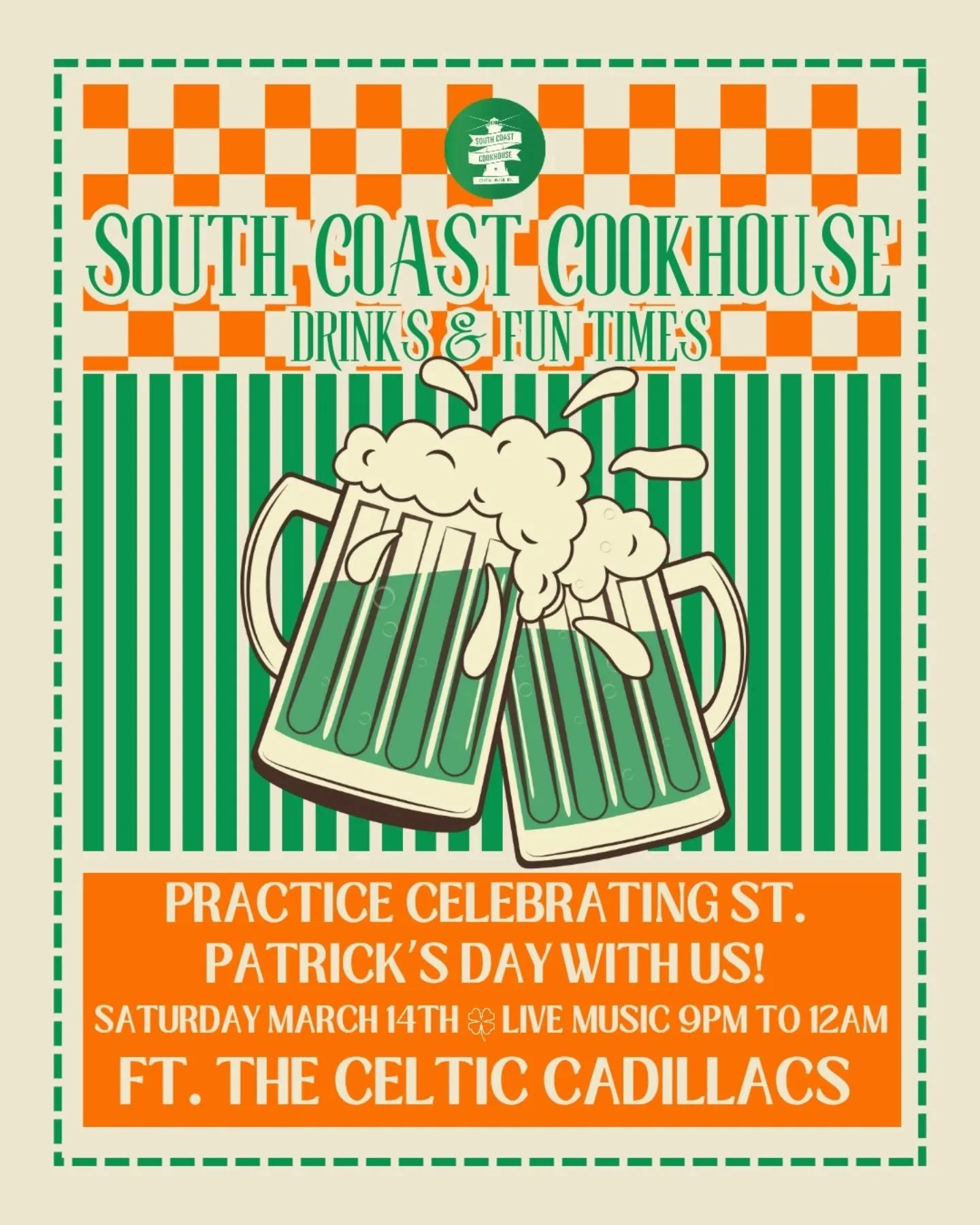 The countdown is on! One week until we will be throwing our St. Paddy's party 🍀 Practice for the big day with us, grab a Guinness or a boozy Shamrock Shake 🍺 There will be live music by @celticcadillacs 🎶 The wheel of fortune will be out, offering