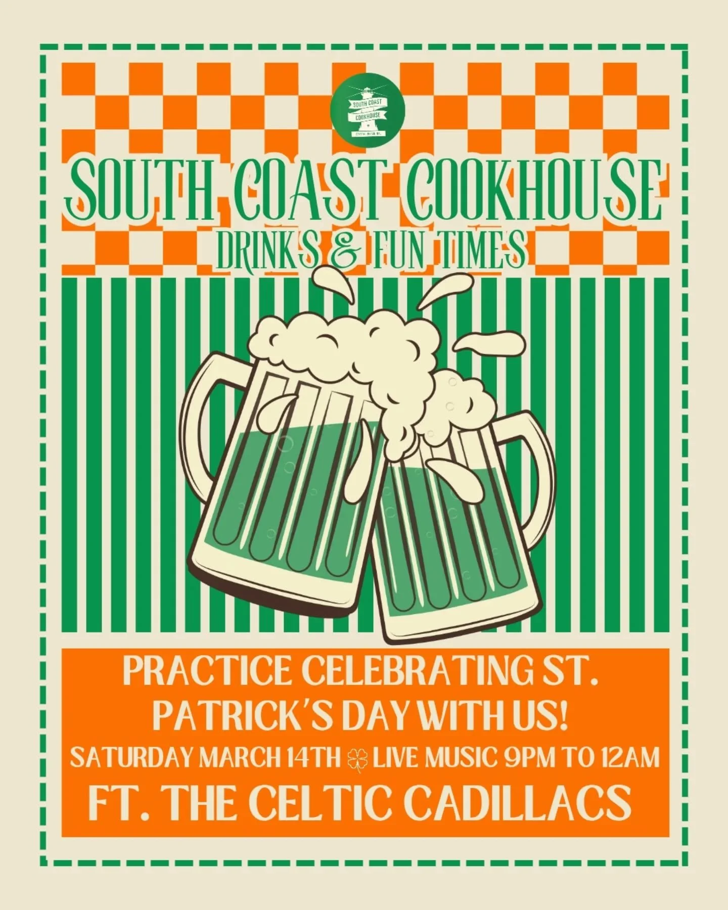 Happy St. Practice Day everyone! Tonight we are gearing up for the big day on Tuesday, with all of your favourite St. Paddy's specials, Guinness, tasty St. Paddy's Day cocktails (boozy shamrock shake anyone?) and live music by the @celticcadillacs 🍀