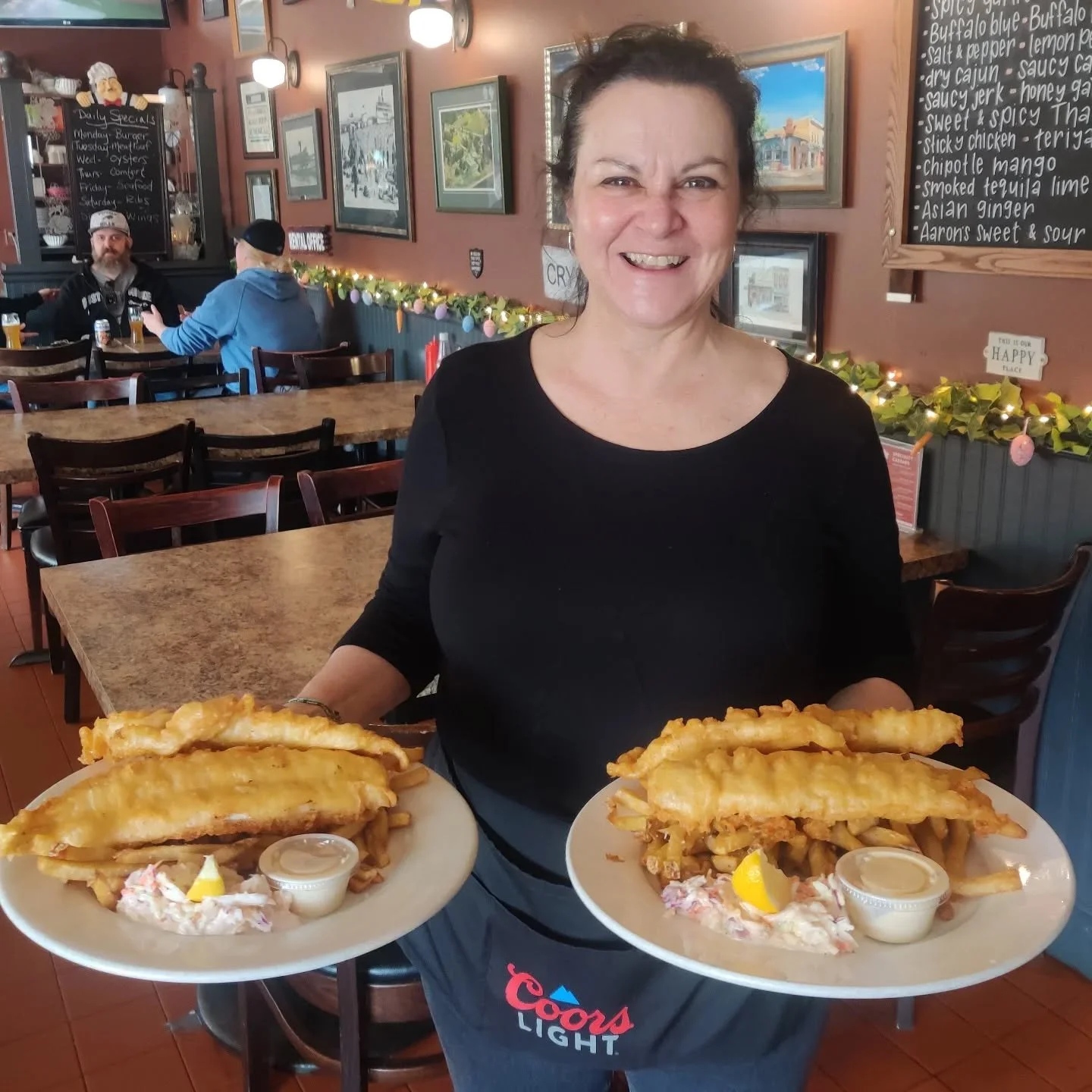 Happy Good Friday everyone! We are open today from 11:30am to 12am, and will be serving Fish N' Chips all day long 🐟

We are open business hours as usual this weekend, and will be serving Easter dinner Sunday and Monday 🐇