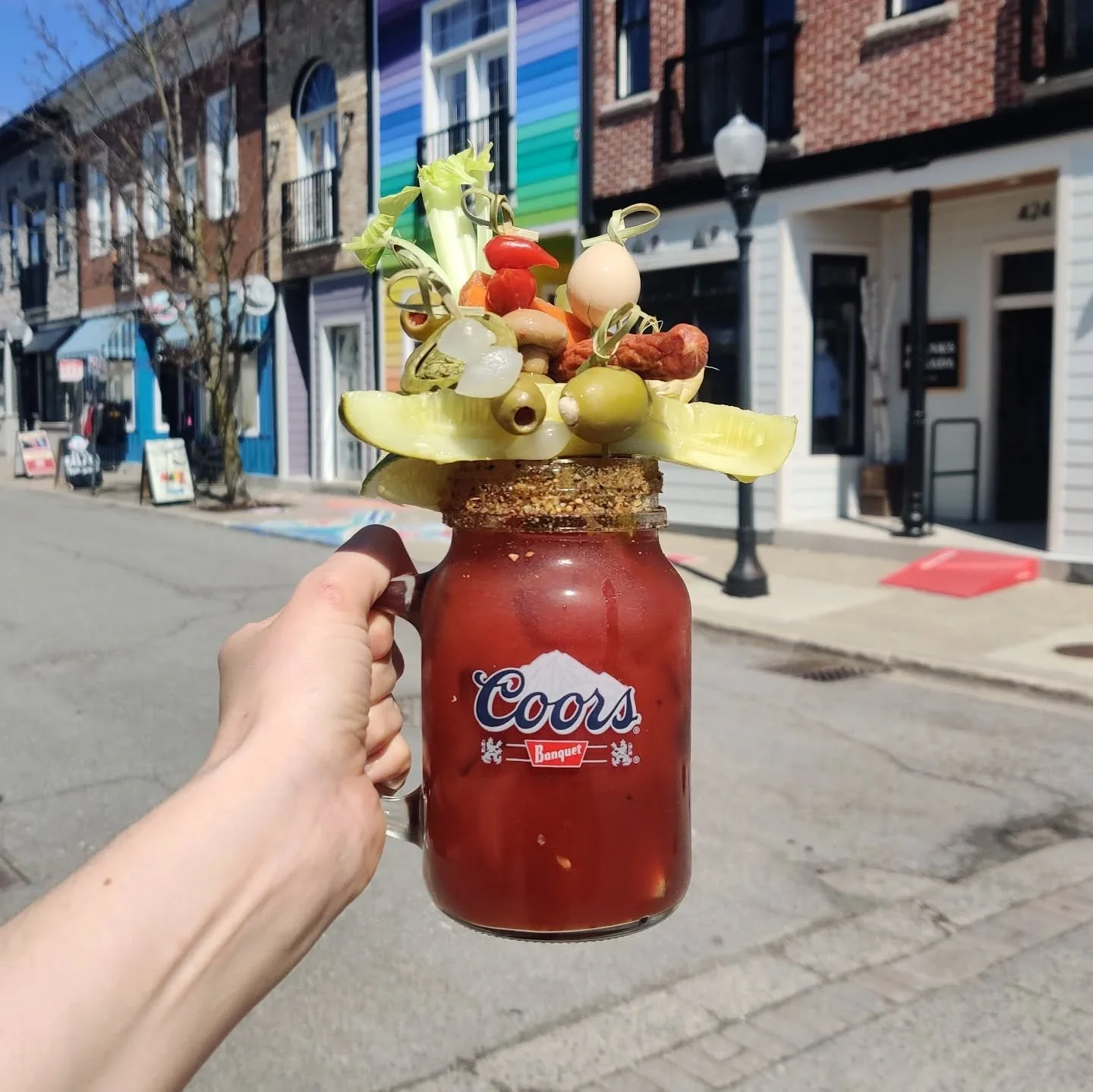Sunday Funday, rain can't keep ya down, it's just the best excuse to keep putting off your yard work and eat chicken wings instead! 

Today's Sunday Funday Caesar is the Deluxe Funday, topped with everything pickled Phil could hunt down (and a pepper