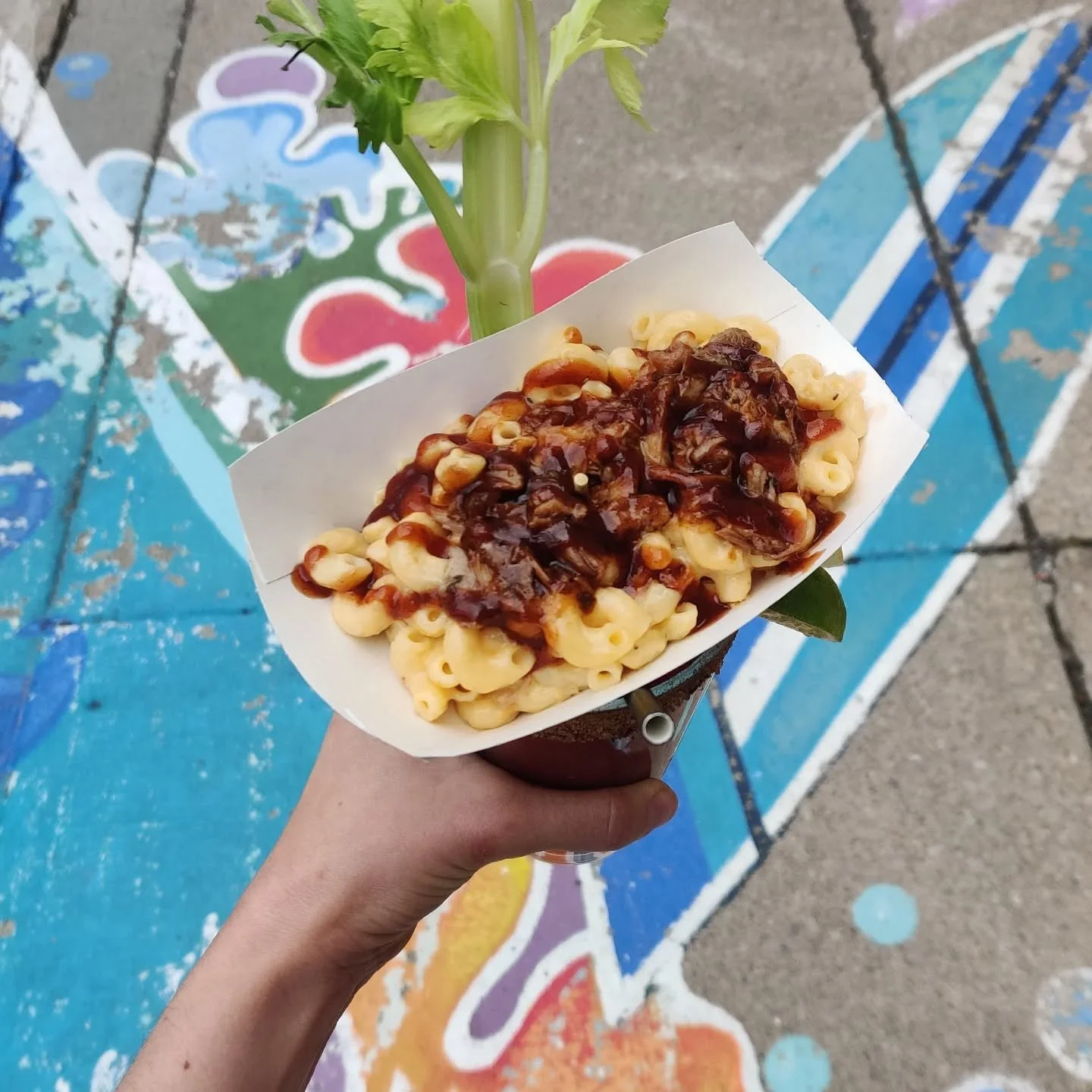 Happy Sunday Funday to all of our friends out there! Today we are bringing you all the heavy hitters, Caesars, chicken wings and The Blue Jays 🐦

Today's Sunday Funday Caesar is topped with a Backyard BBQ Mac N' Cheese! Pulled pork, BBQ sauce and Ma