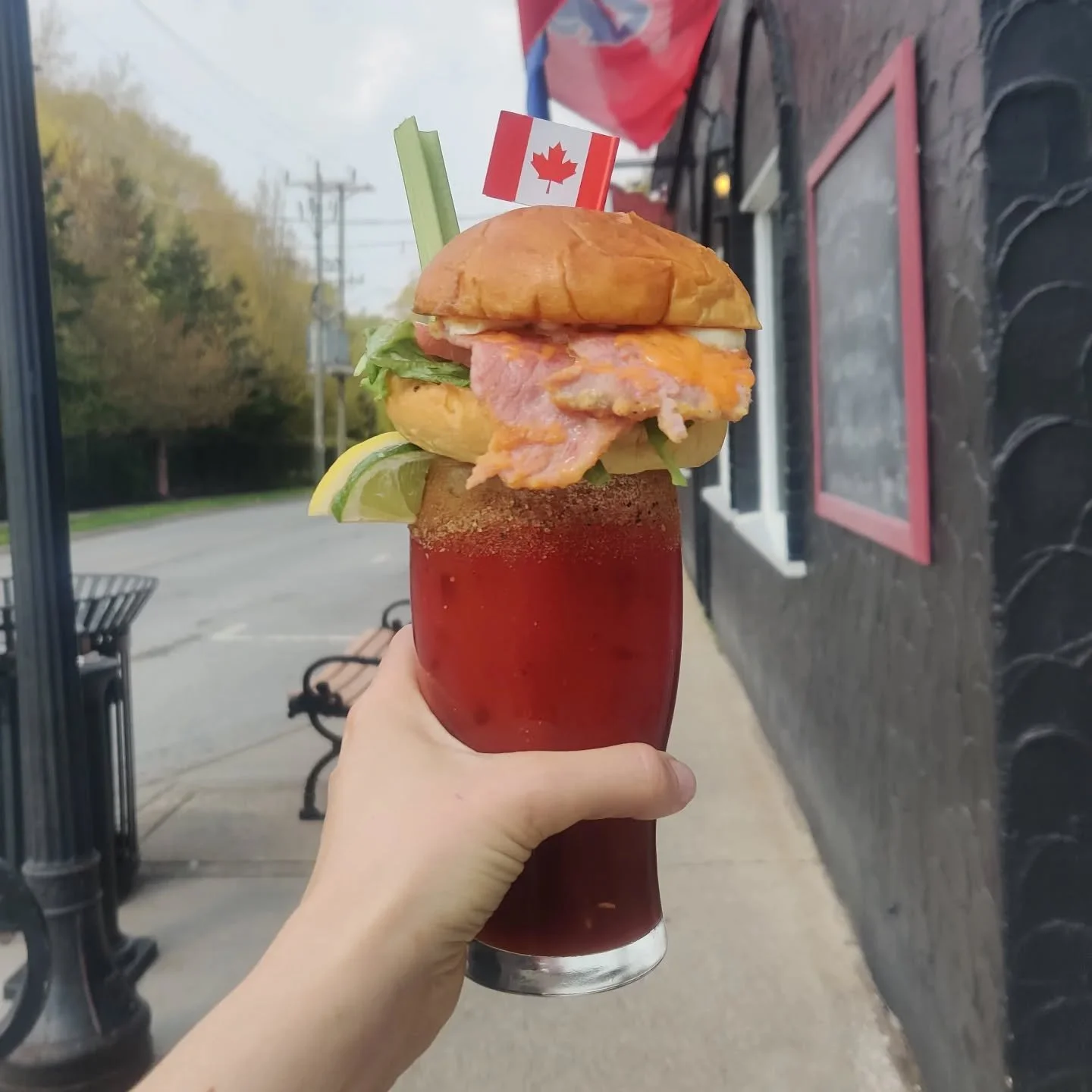 Happy Sunday Funday - Long Weekend Edish! Ain't nothing better than a Sunday, when you don't have to go to work on the Monday 🌞

Today's Sunday Funday Caesar is all decked out for the Victoria Long Weekend, topped with a peameal sammy!

It's busines