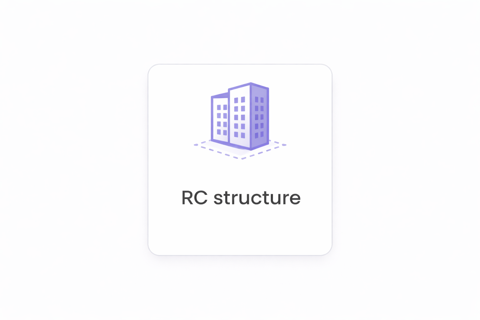 A graphic illustration of a purple building with multiple windows, labeled 'RC structure'.