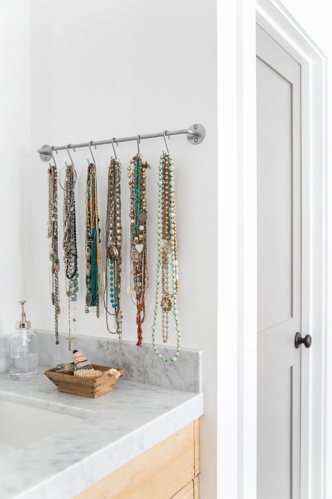 Grove House: Salvaged Wood & Marble Vanity — HEATHER BULLARD