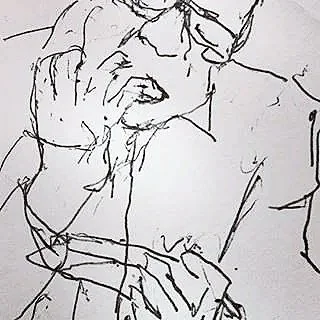"Wild Nail Biter." 2014. Ink and Paper.  3 x 3."