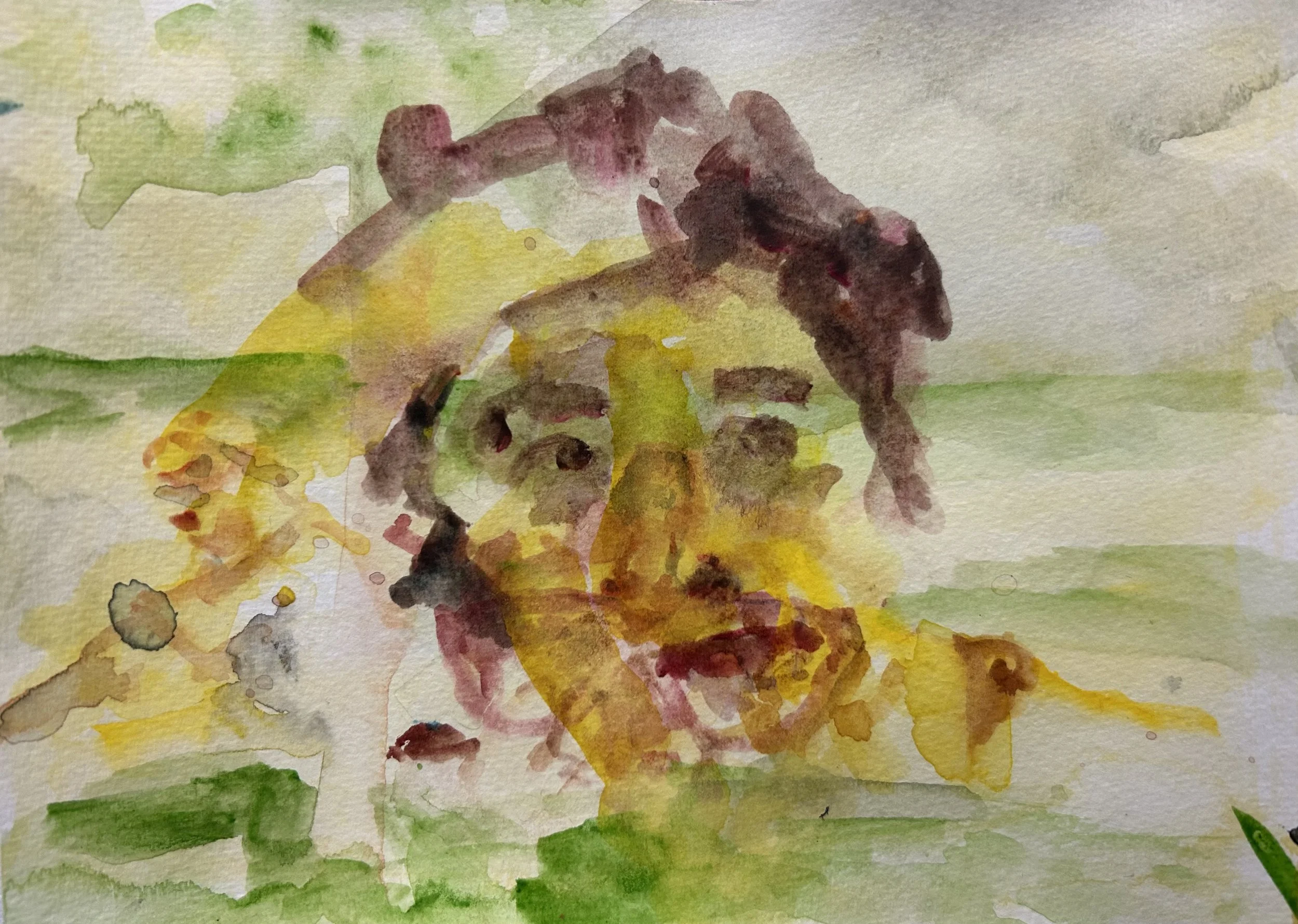 "Lingering." 2025. Watercolor on Paper. 12 1/4 x 9 1/2."