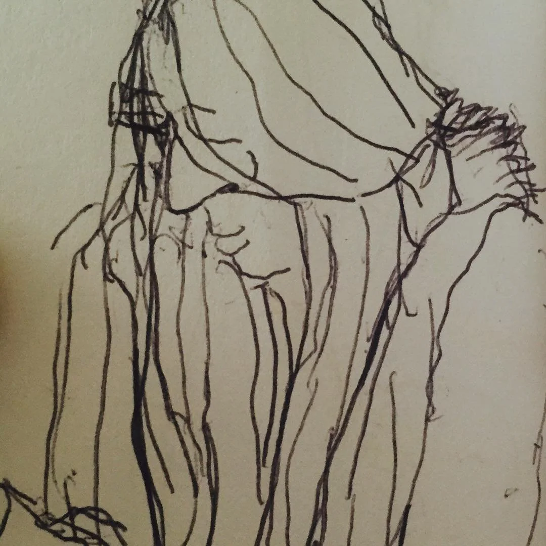 "Hair Curtain." 2014. Ink and Paper. 3 x 3."