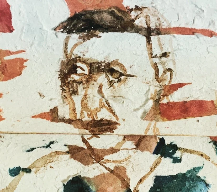 "Out of Place." 2021. Watercolor on Torn Paper. 6 x6."