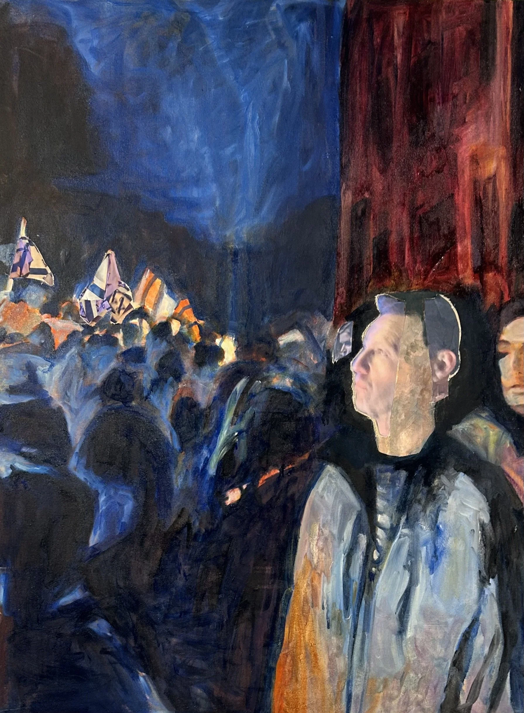 "Gives Pause." 2024. Mixed Media. 36 x 60."