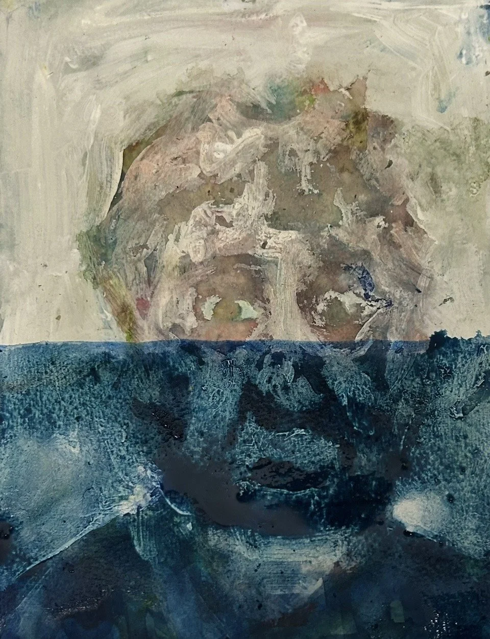 "Untitled." 2026. Acrylic on Watercolor on Paper. 6 x 8."