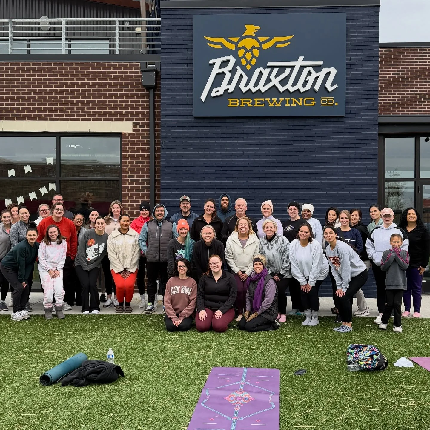 Thanks to the 63 yogis for coming to practice with us this on this chilly fall morning and enjoying time together after class! A special thanks to Braxton Union for the opportunity! 
We are looking forward to seeing all of you in the warmth of the st