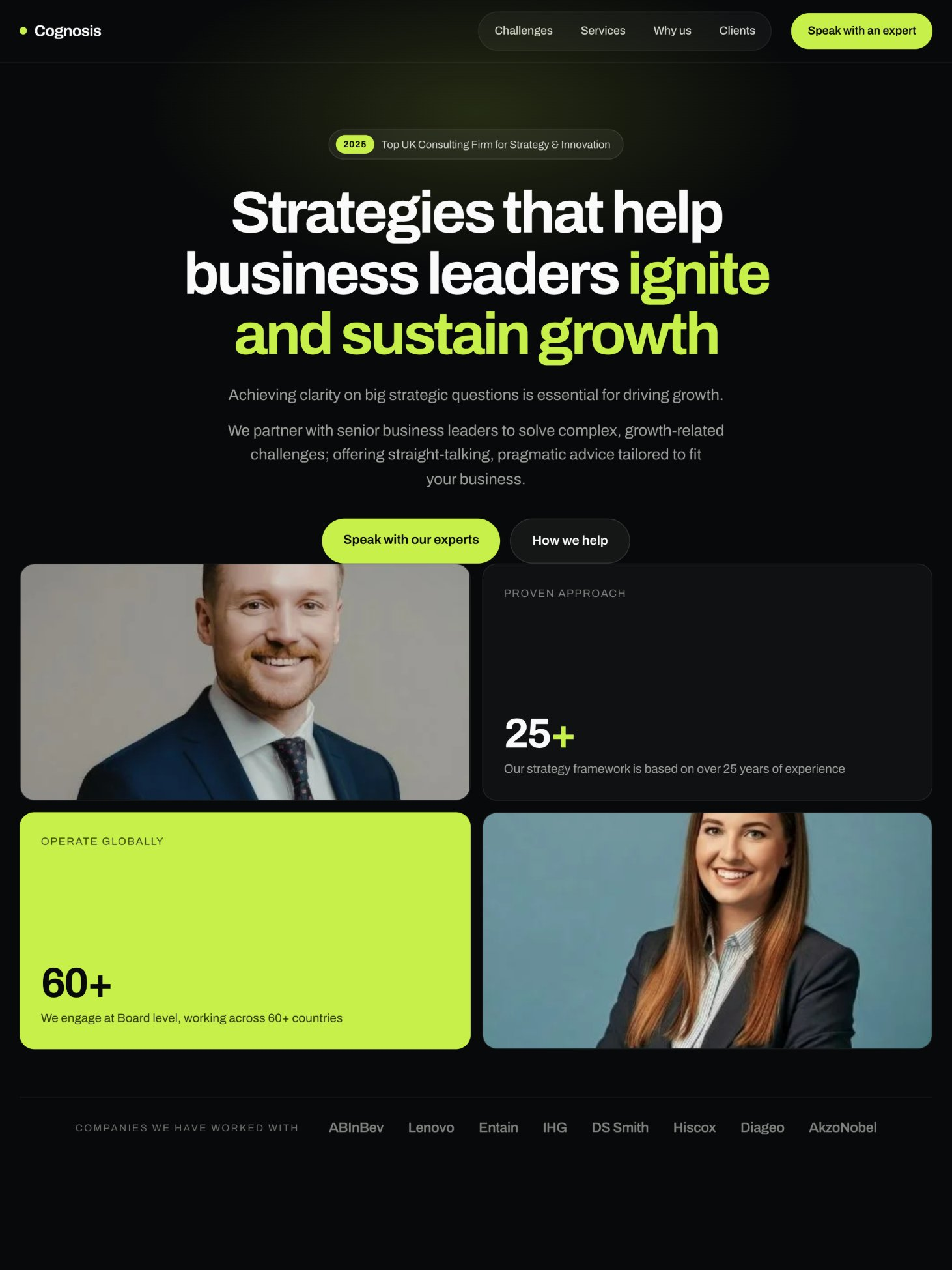 Example website: Cognosis, business strategy consultancy, home page