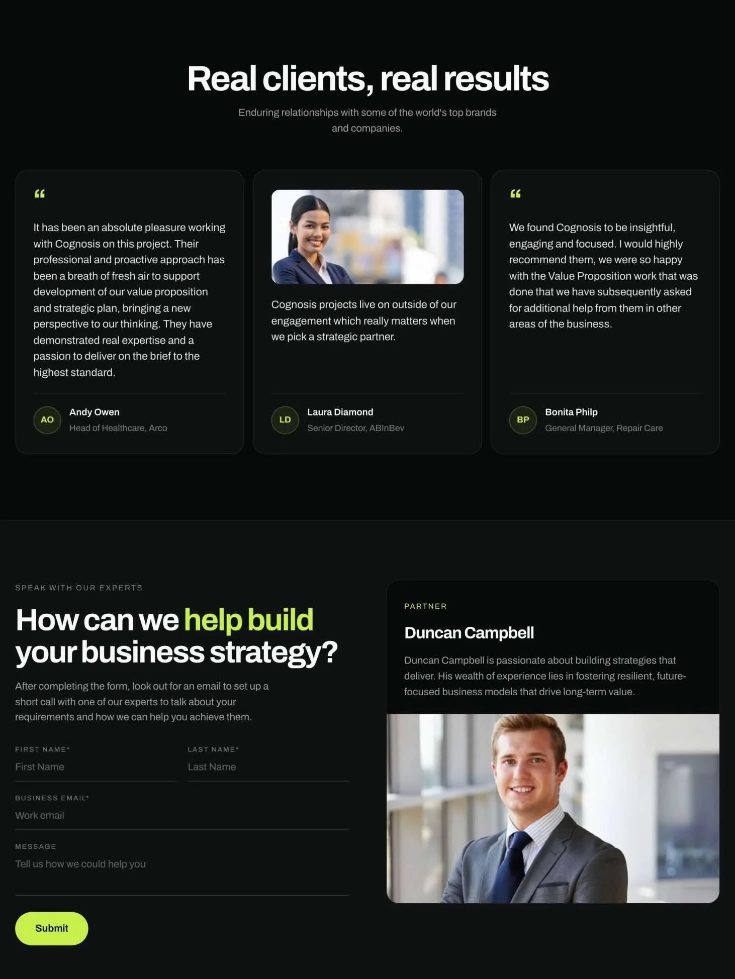 Example website: Halden Row, building and architecture business, team