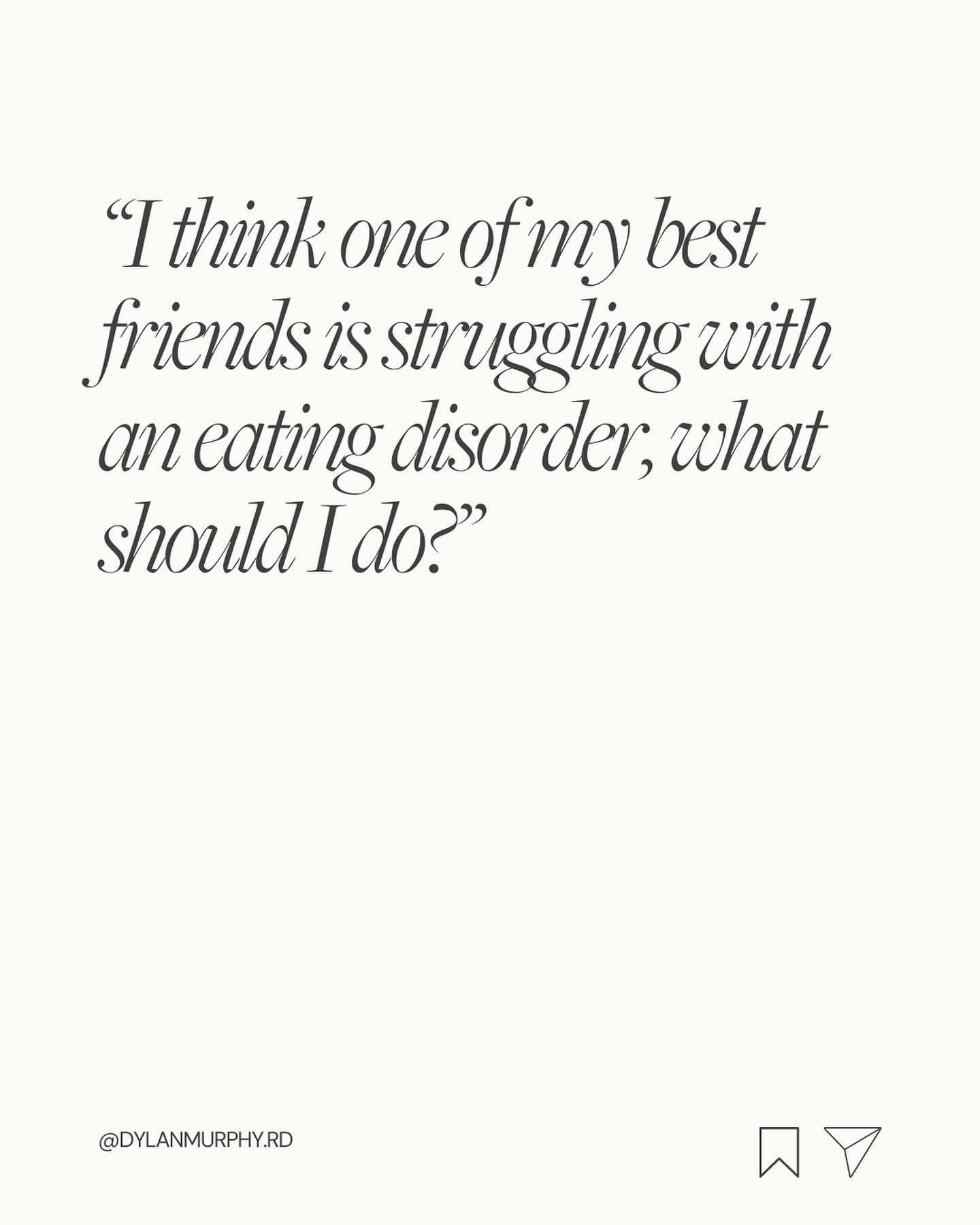 Save this post for tips on navigating talking to a friend who might be struggling with an eating disorder 🤍

#eatingdisorderawareness #recoveryjourney | disordered eating support, intuitive eating tips, dietitians of instagram