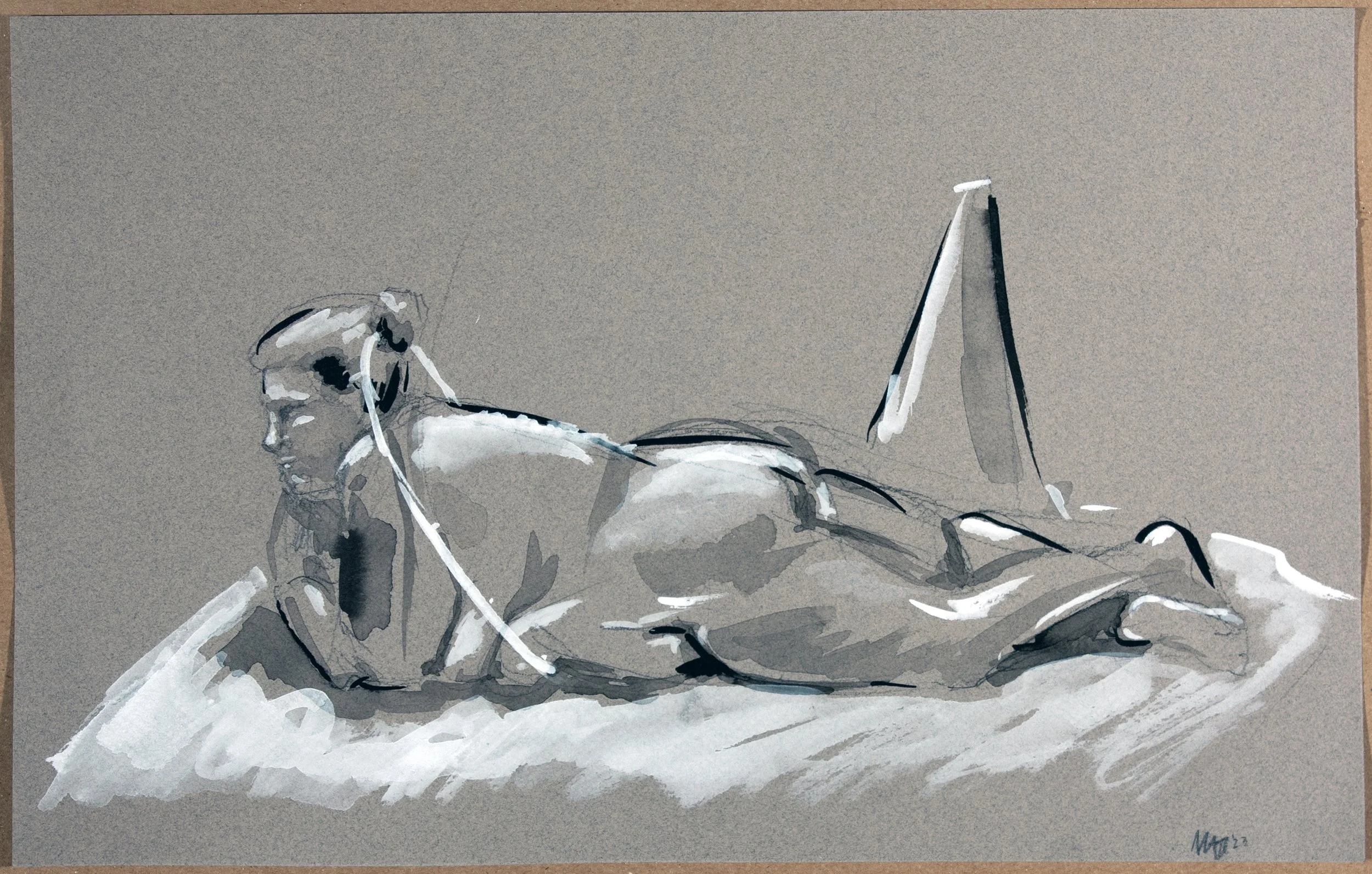 Life Drawing (Ink and White Gouache)