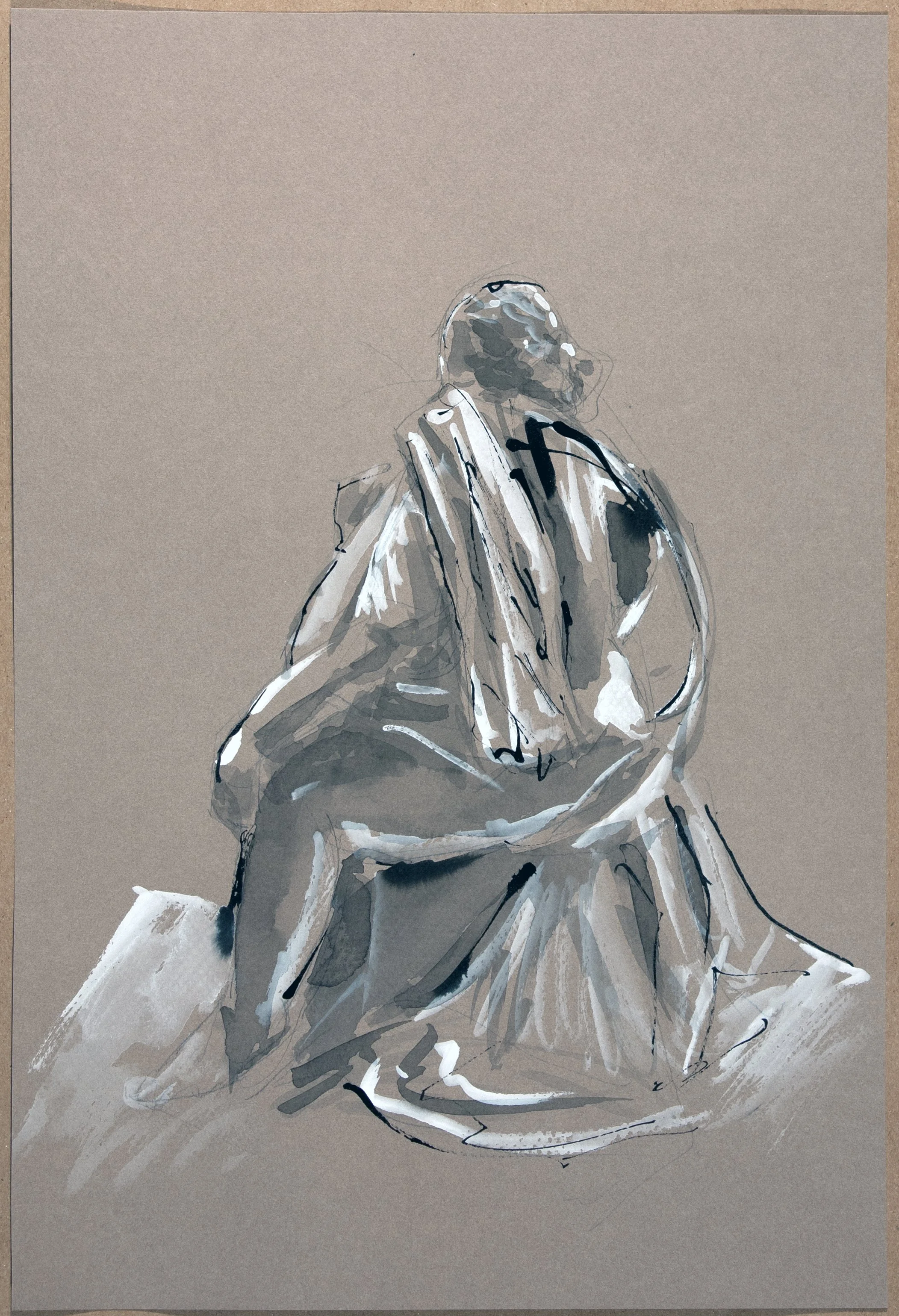 Life Drawing (Ink and White Gouache)