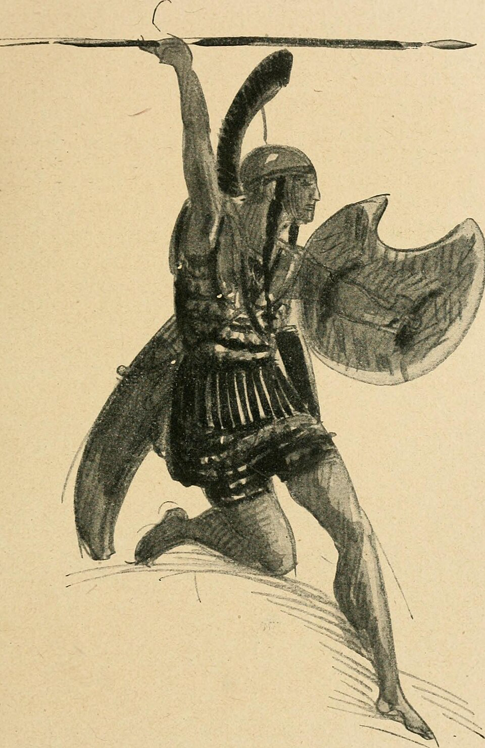 Penthesilea wielding her spear. Credit to Ernest Julian Stern. CC0.