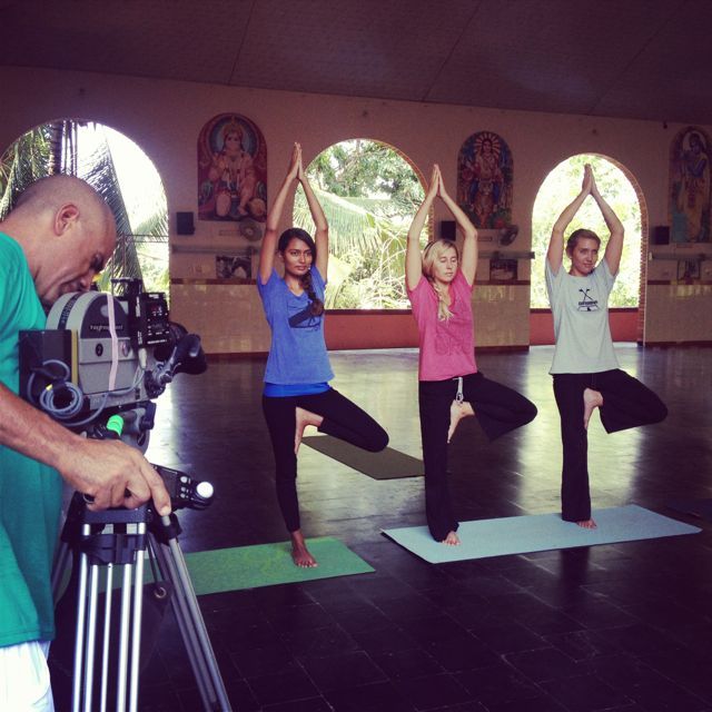  Making films is hard work! Just ask Dave and Crystal! Ishita, Lauren, &amp; Emi, tree pose queens. 