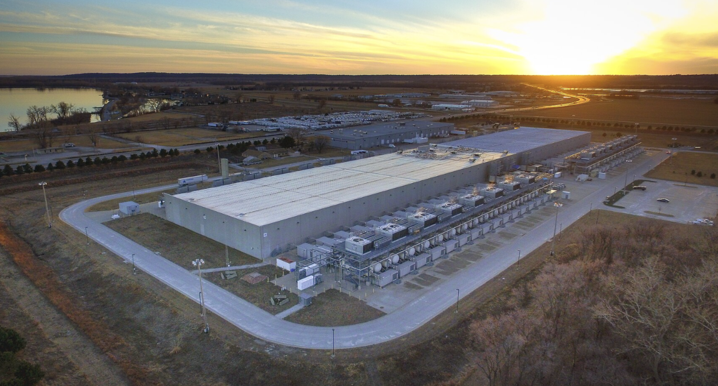Birds eye view of a Google Data Center in Council Bluffs, Iowa.