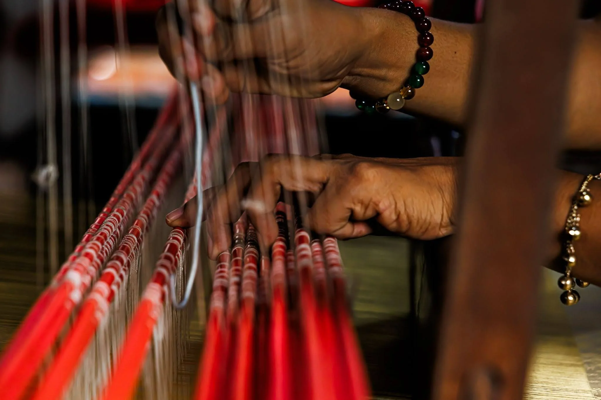 Weaving at Silk Island.