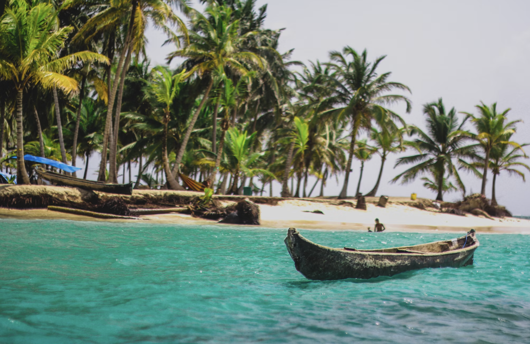 Canoe off the shore in Panama.