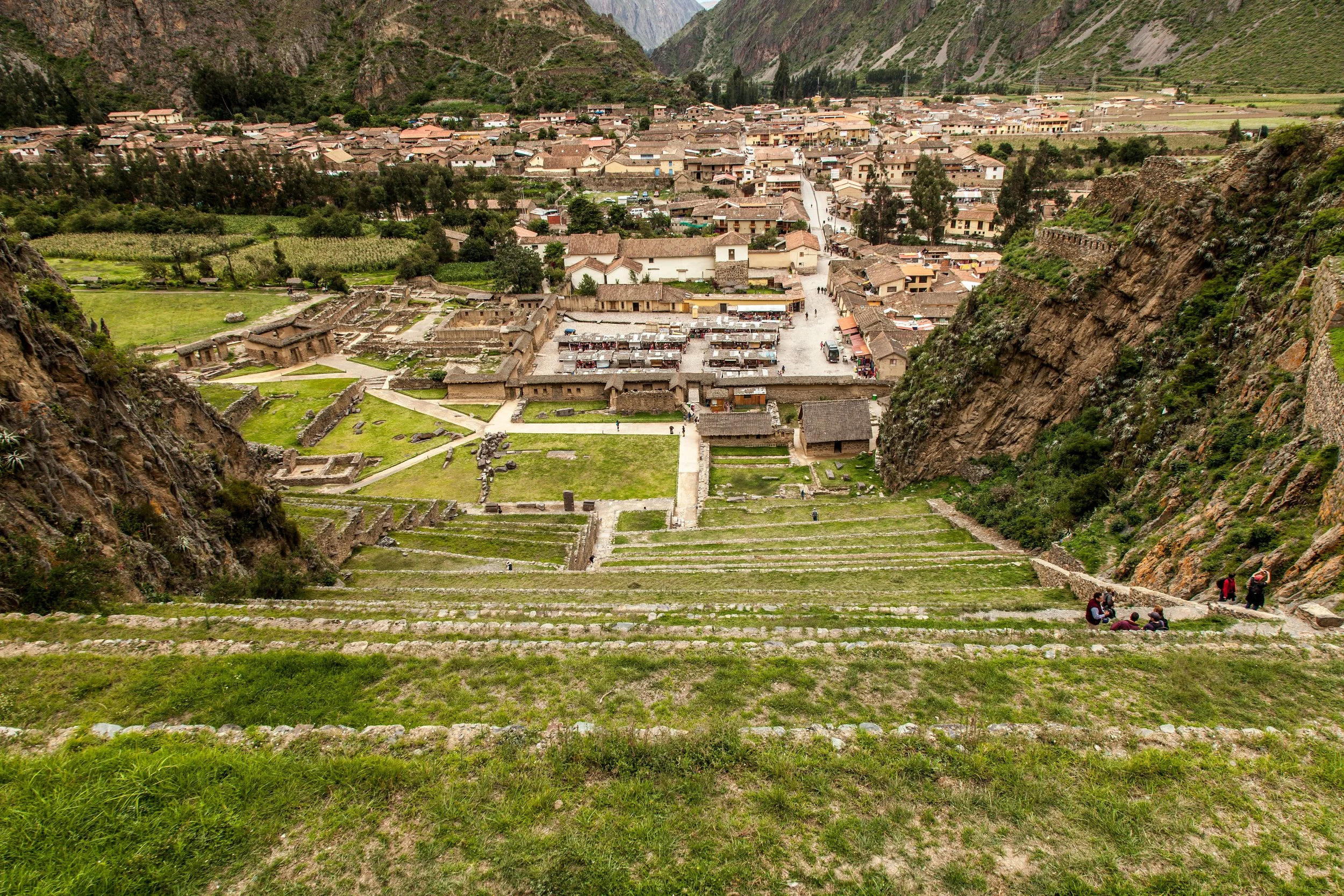 The view of Ollantaytambo from the ancient Incan terraces.