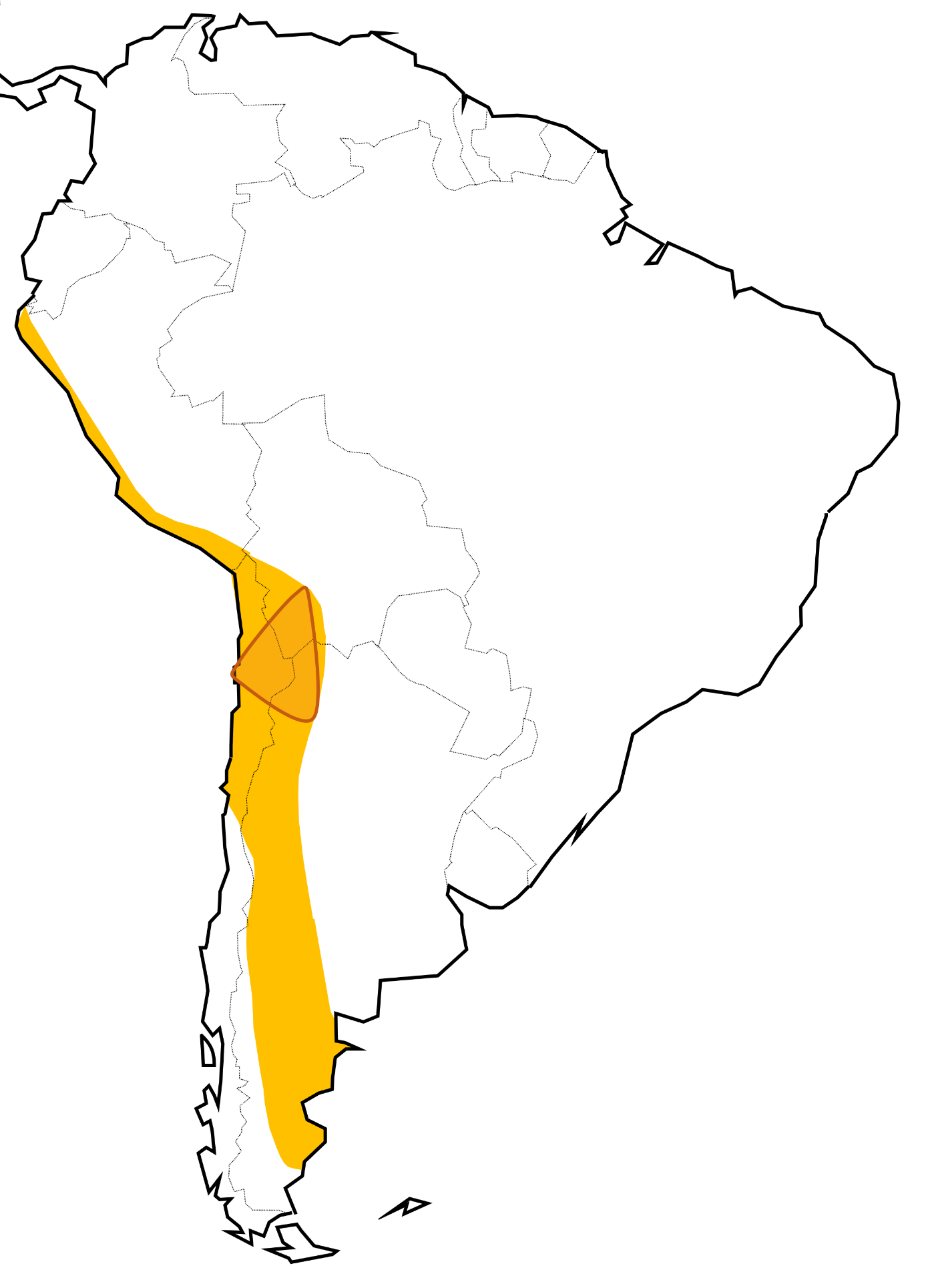 Map of the Lithium Triangle region in South America.