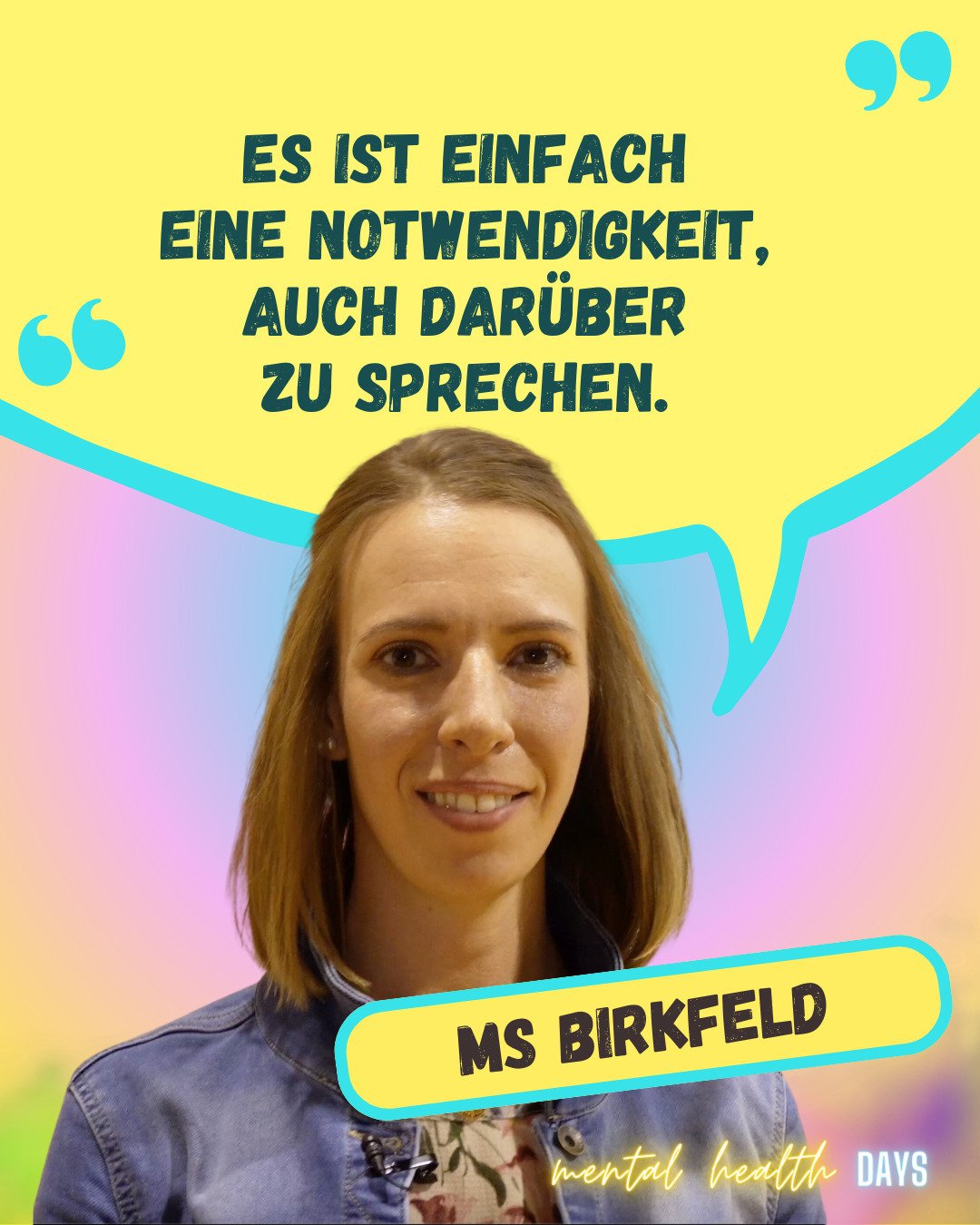 NUR WENN WIR DAR&Uuml;BER SPRECHEN, K&Ouml;NNEN WIR DAS TABU GEMEINSAM NACHHALTIG BRECHEN! 🤝💬

Diese Ansicht teilt auch das Team der MS Birkfeld in der Steiermark, in welcher wir am 26.02.2024 im Rahmen unserer #mentalhealthdays bereits zum zweiten