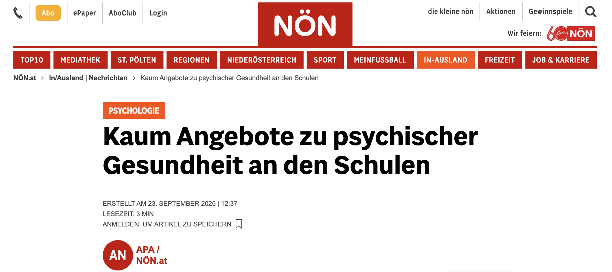 Kaum Angebote zu psychischer Gesundheit an den Schulen