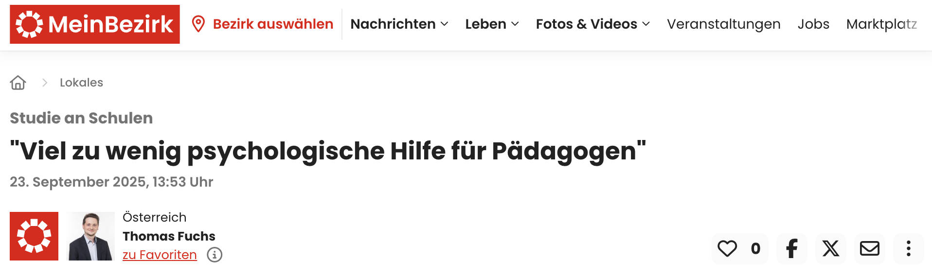 "Viel zu wenig psychologische Hilfe für Pädagogen"