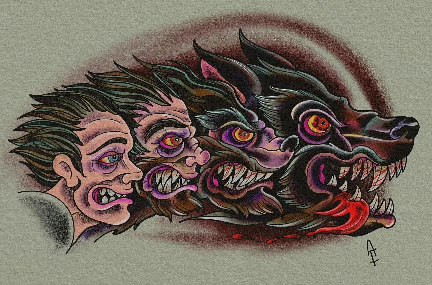 Werewolf design available! Let&rsquo;s book it if you want it 🐺 @snakeoiltattoo #kentuckytattooers #werewolf #tattooflash #horrortattoos #werewolftransformation