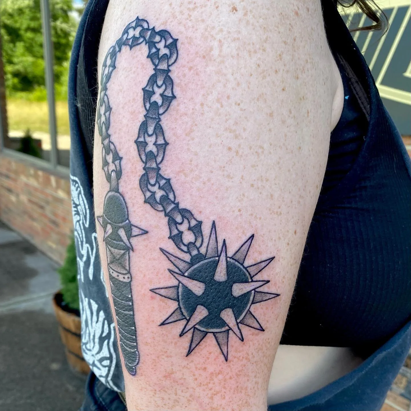 Mace tattoo! @snakeoiltattoo #kentuckytattooers #macetattoo #traditionaltattoo