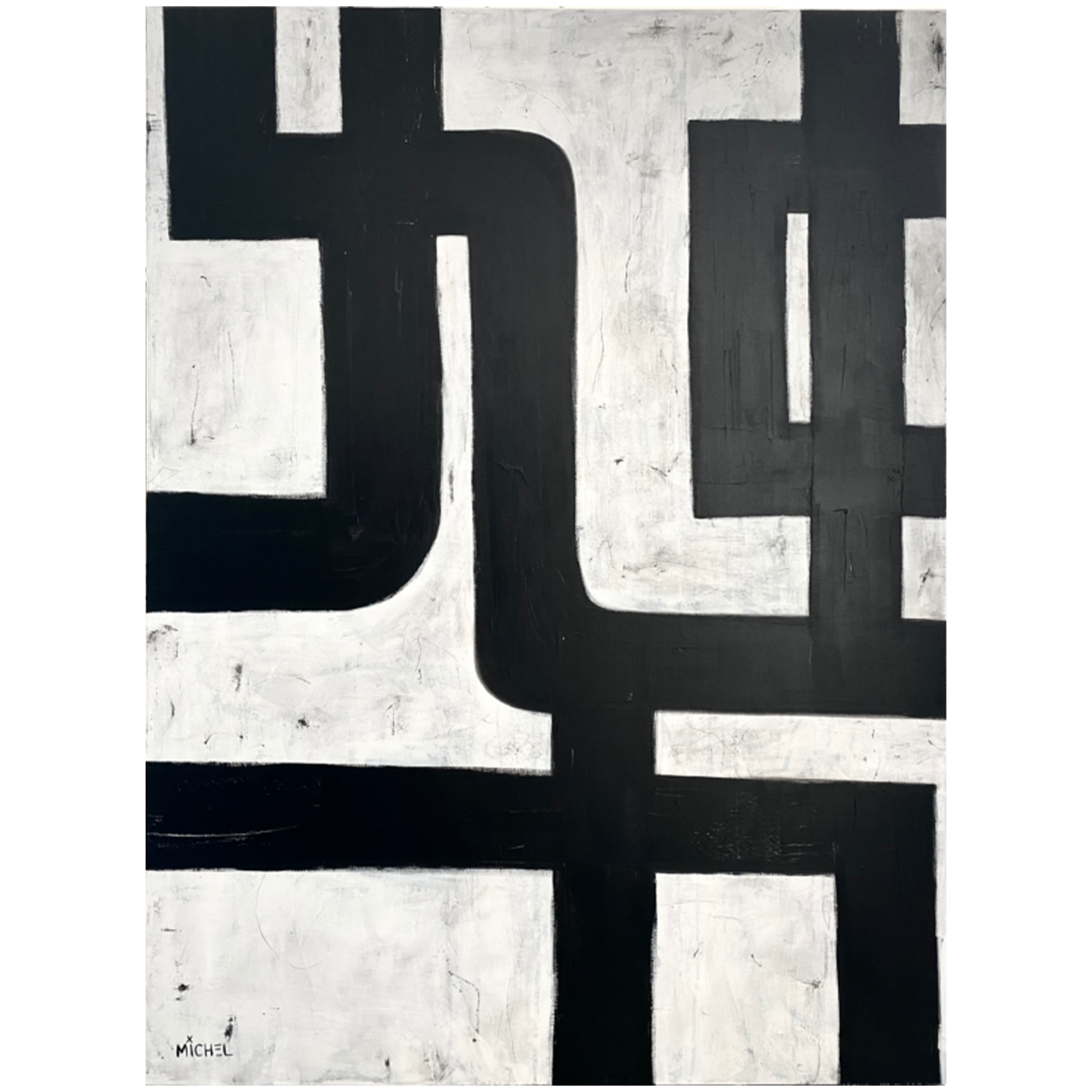 Michel Van Devender Abstract Artwork | Black and White Contemporary Mixed Media Art