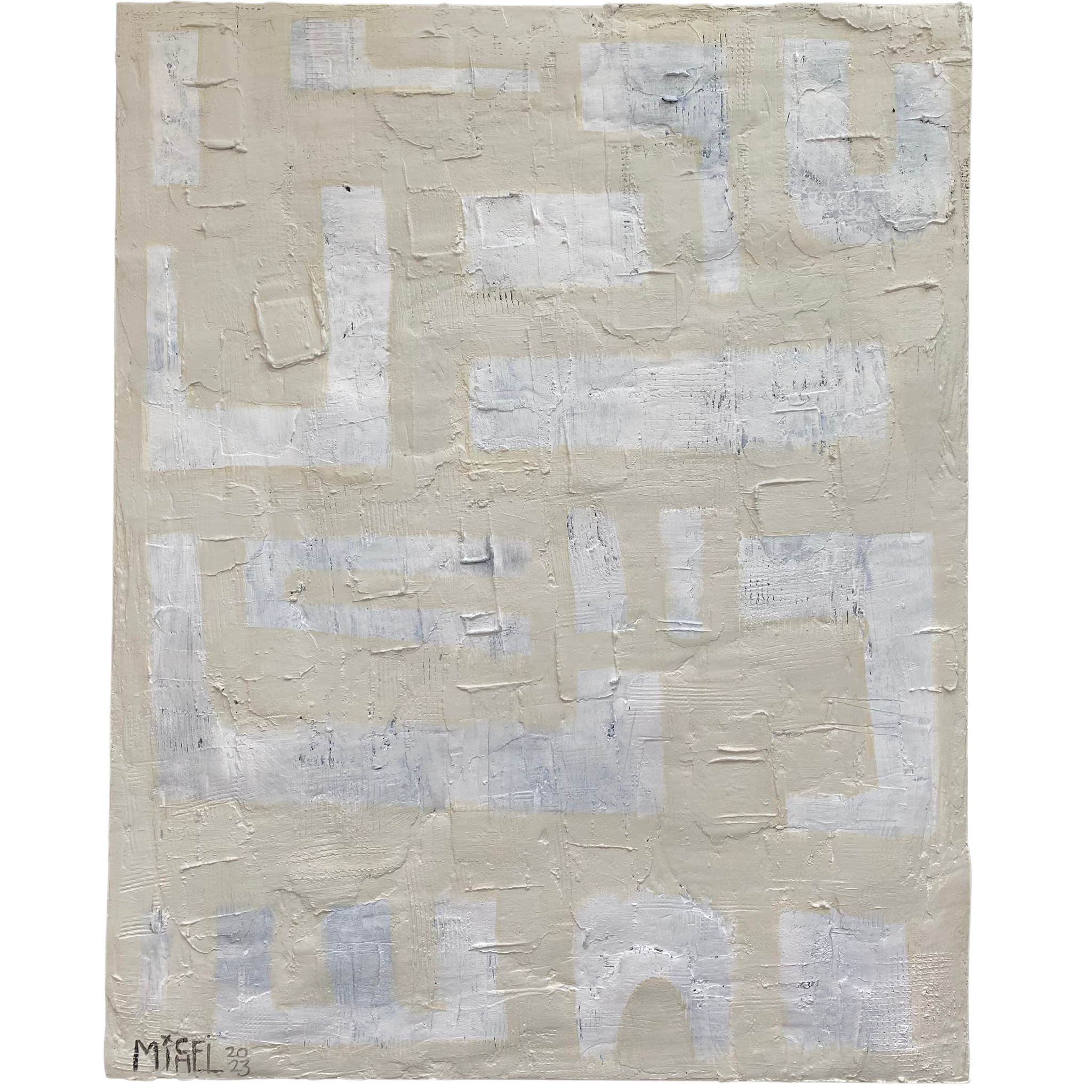 Abstract Artist Michel Van Devender - Contemporary Neutral Shapes on Canvas
