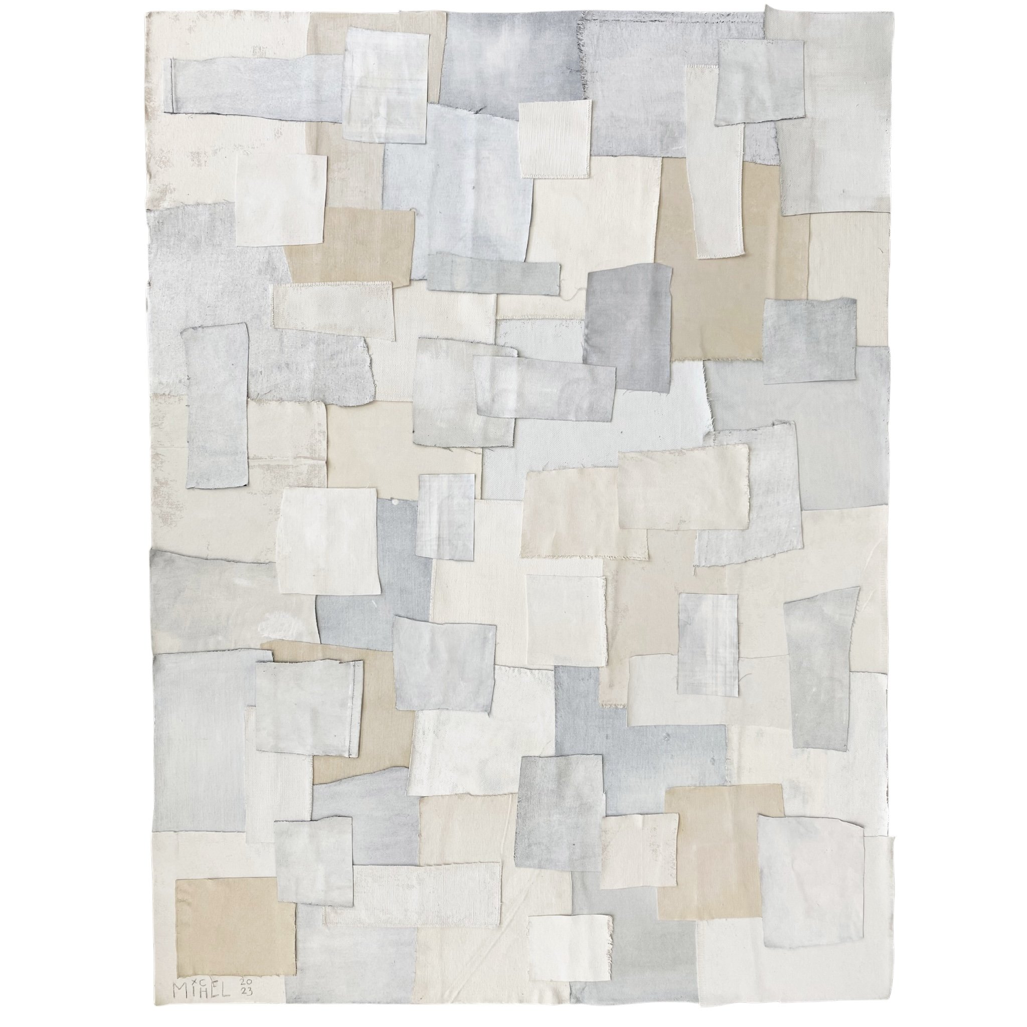 Textile Collage Art by Michel Van Devender | SPIRITUAL GUIDANCE - PART I | Soft, neutral, minimal design.