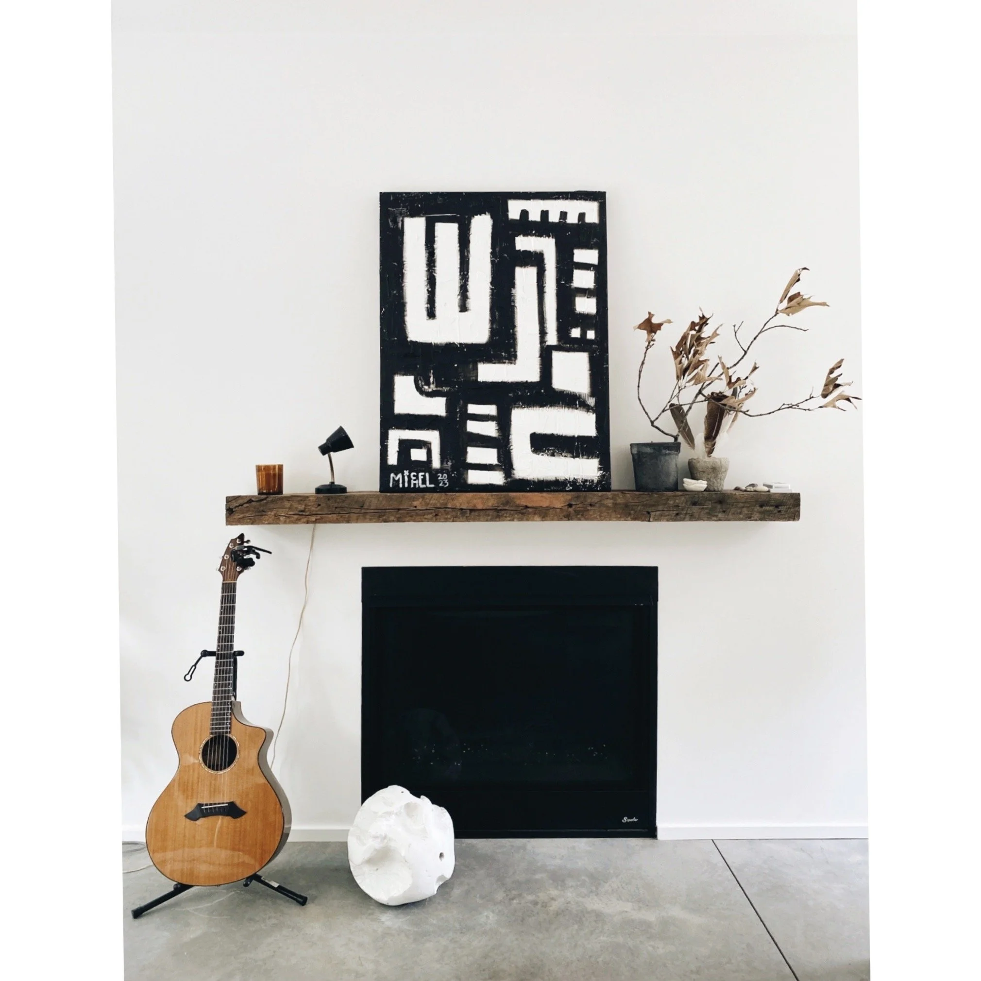Black and White Abstract Art in Home by Artist and Designer Michel Van Devender